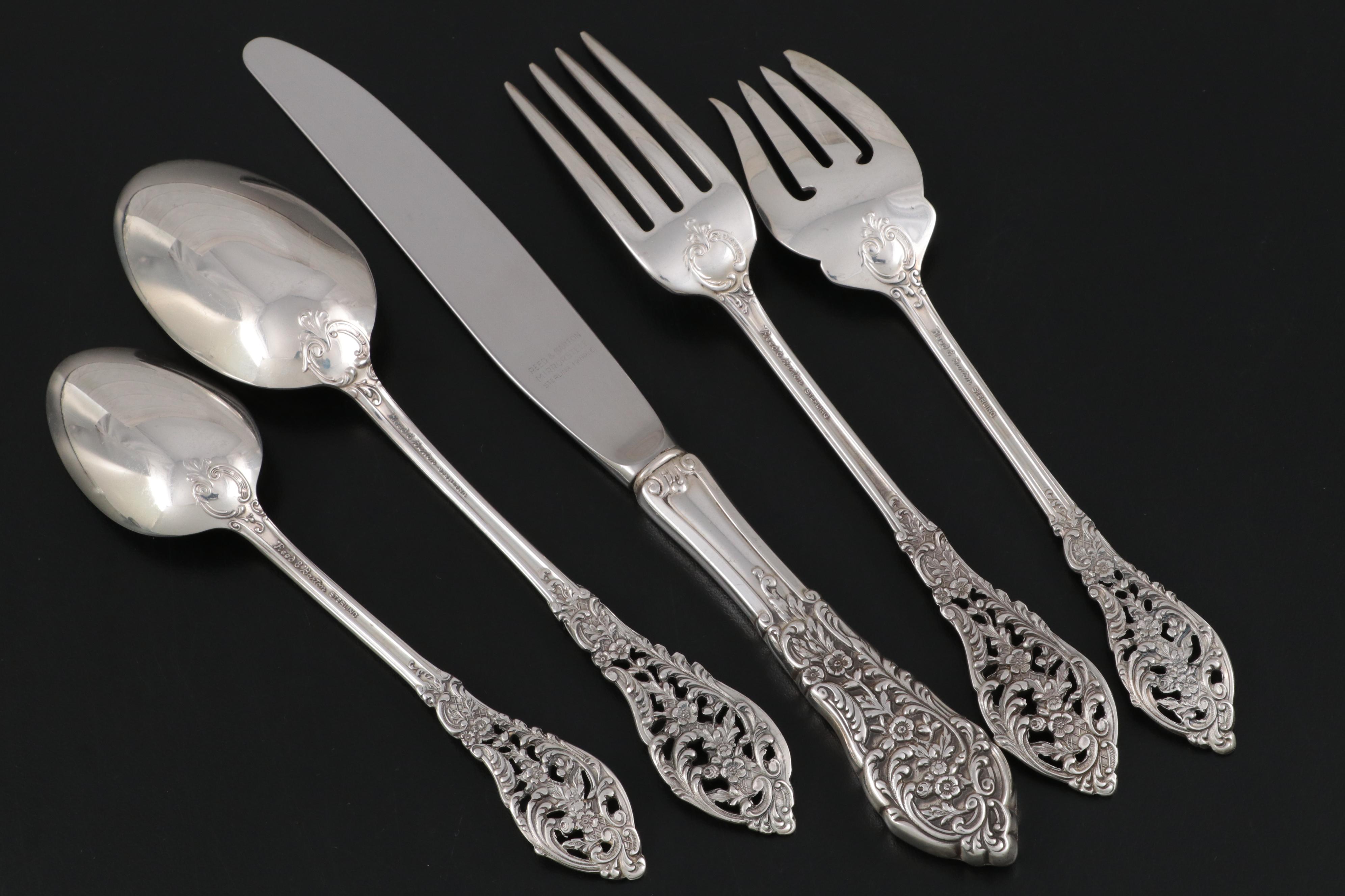 Reed & Barton "Florentine Lace" Sterling Silver Flatware in Chest