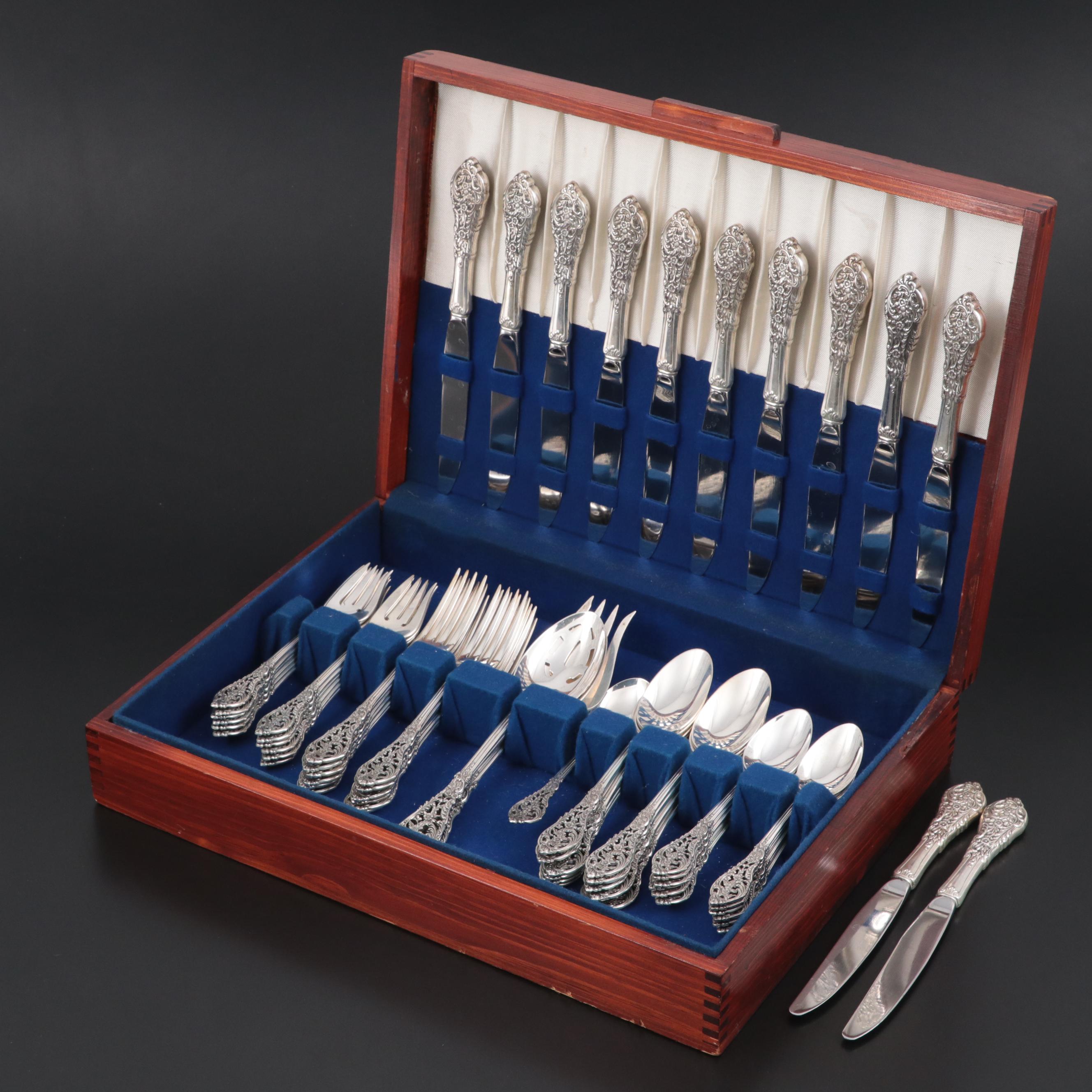 Reed & Barton "Florentine Lace" Sterling Silver Flatware in Chest