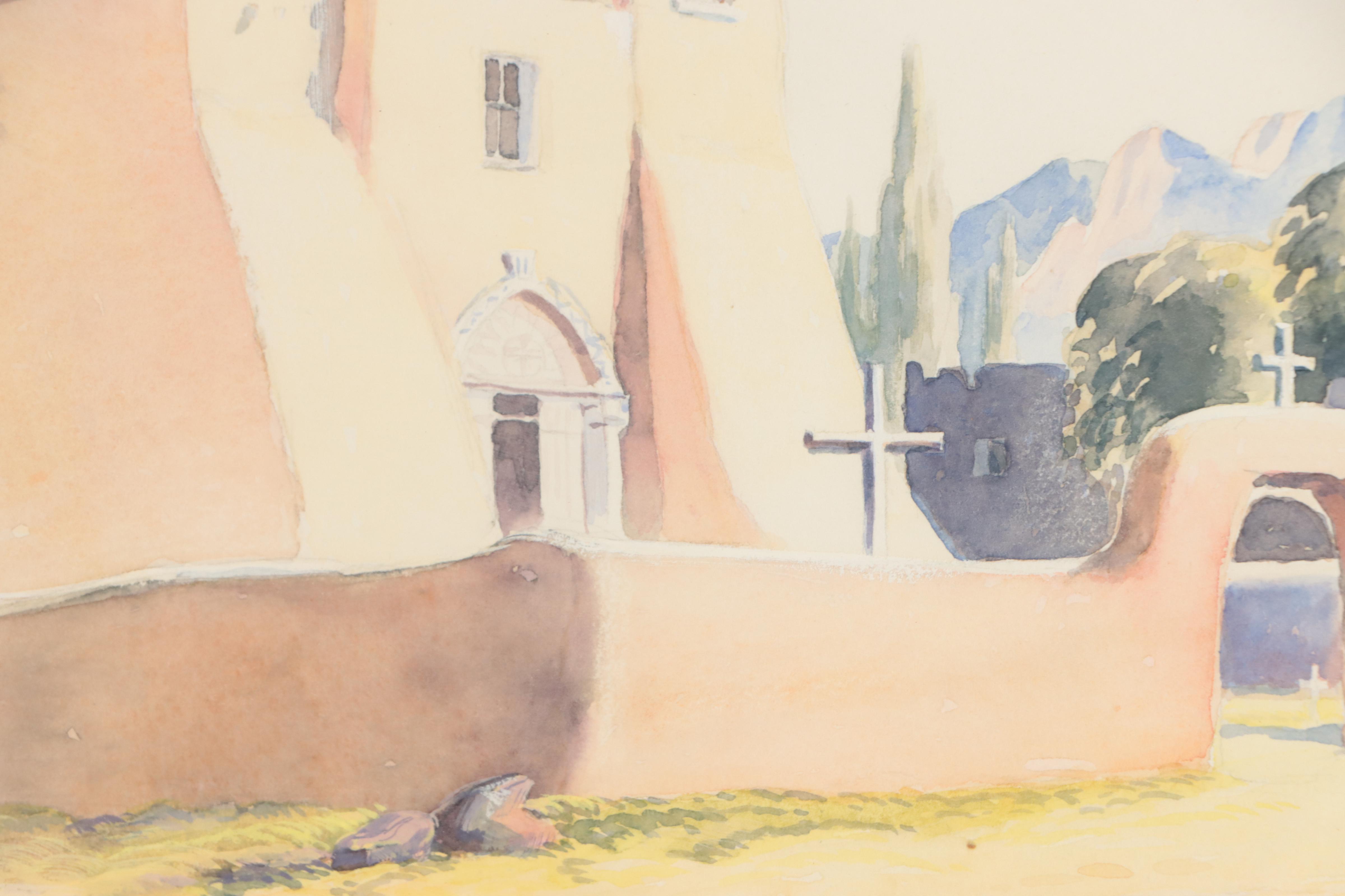 Dan Burne Jones Watercolor Painting "Mission Church," 1944