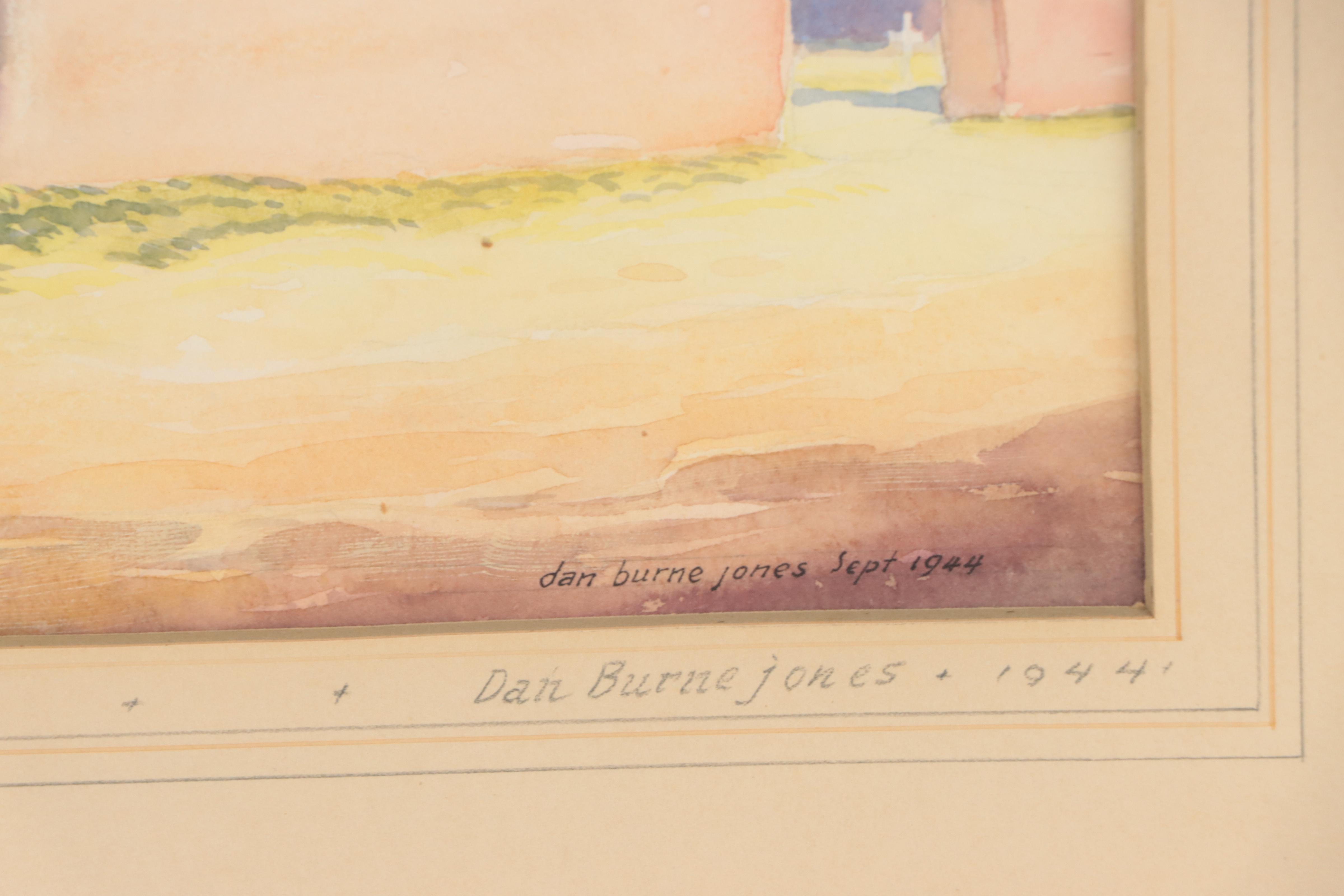 Dan Burne Jones Watercolor Painting "Mission Church," 1944