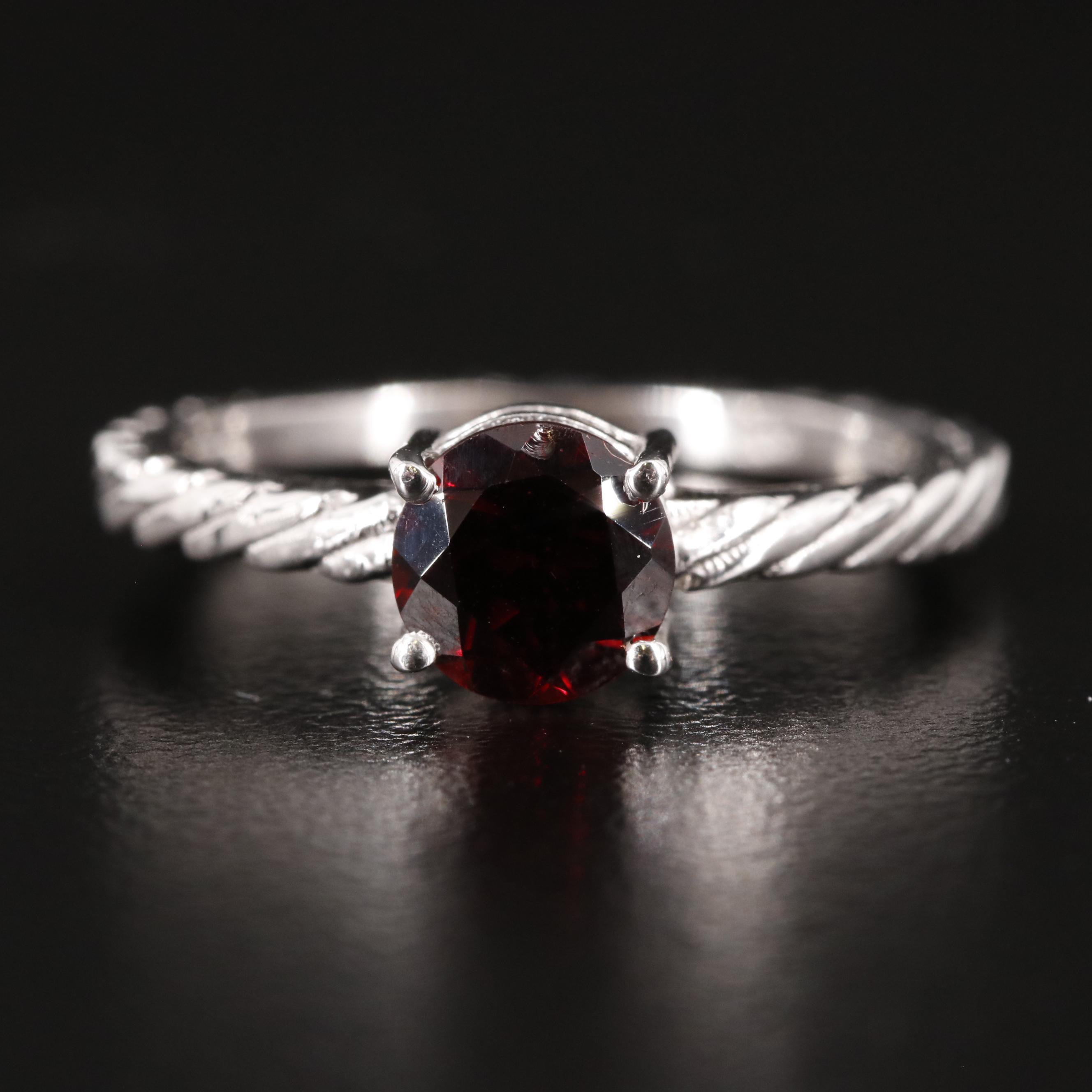 Sterling Garnet Tapered Ring