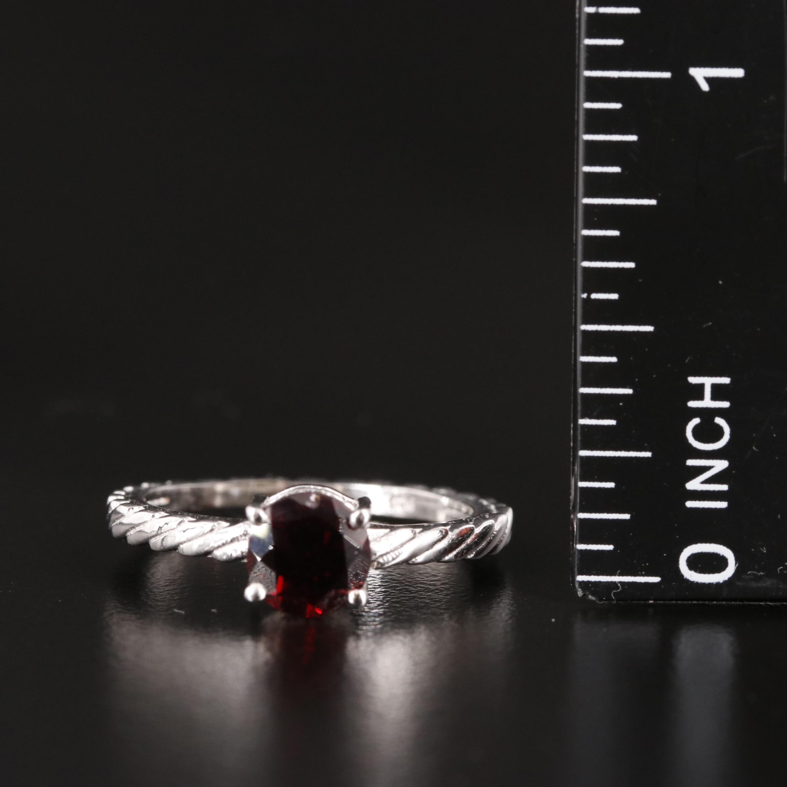Sterling Garnet Tapered Ring
