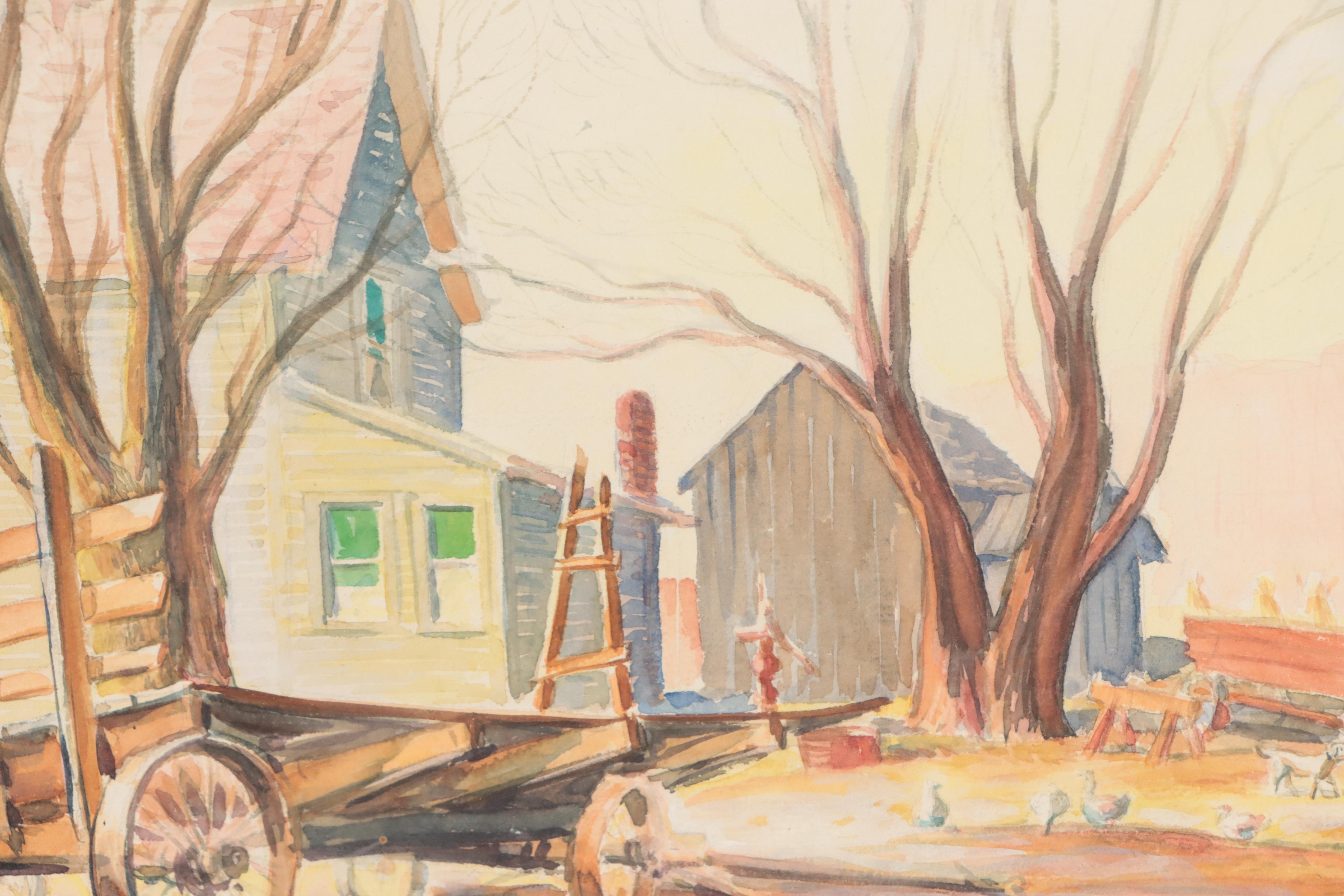 Dan Burne Jones Watercolor Painting "November in Door County," 1947