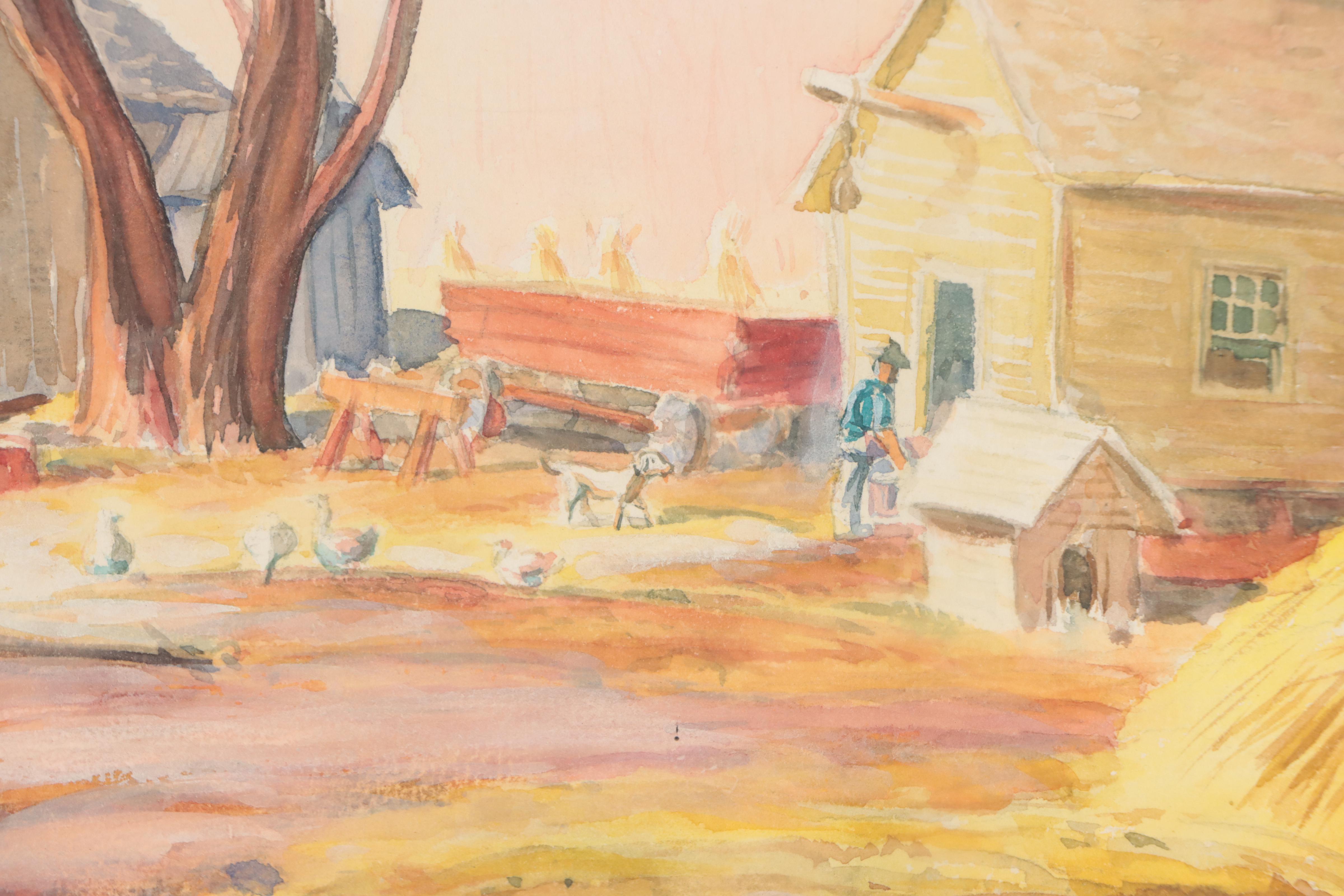 Dan Burne Jones Watercolor Painting "November in Door County," 1947