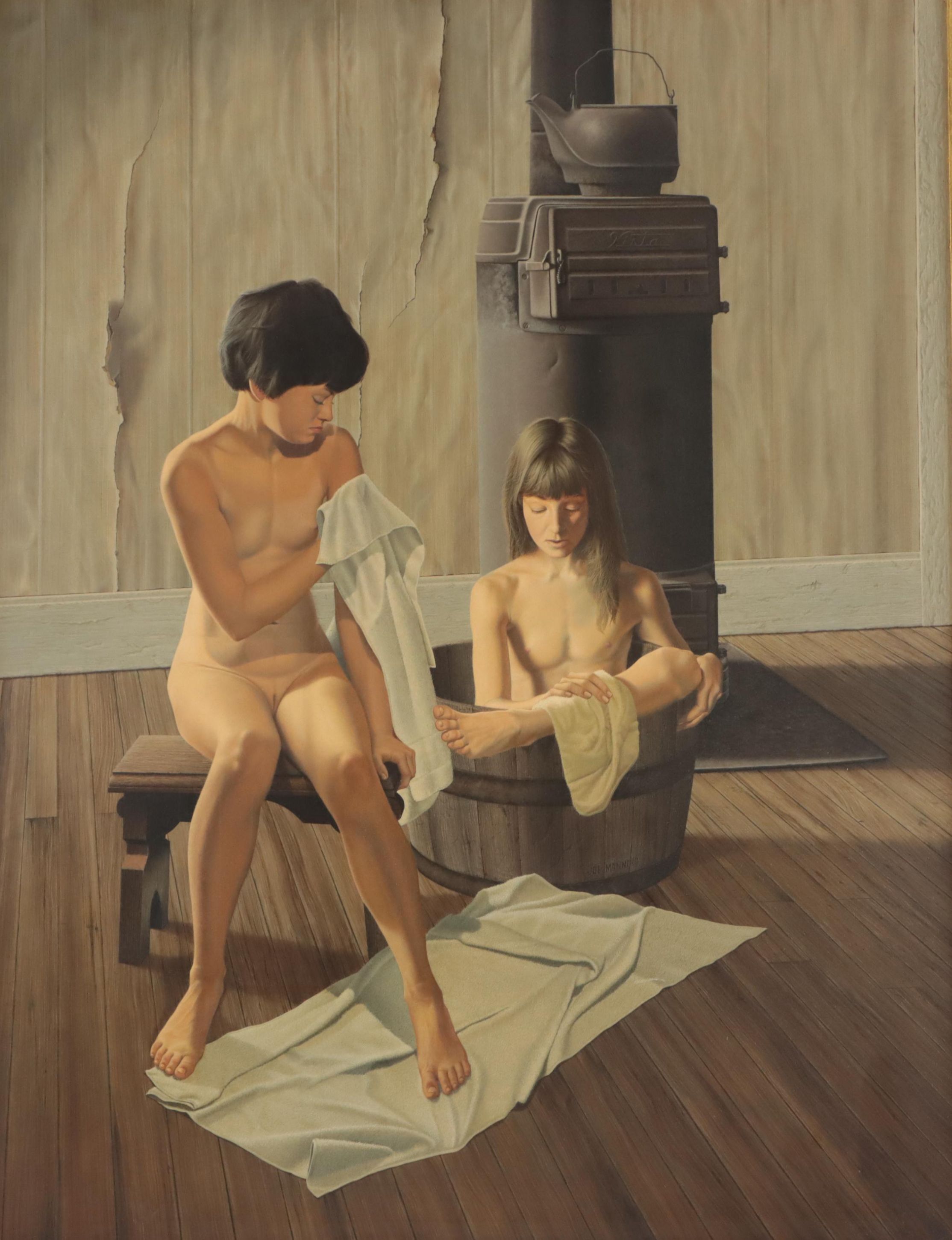 Joseph Manning Tempera Painting "Country Bath"
