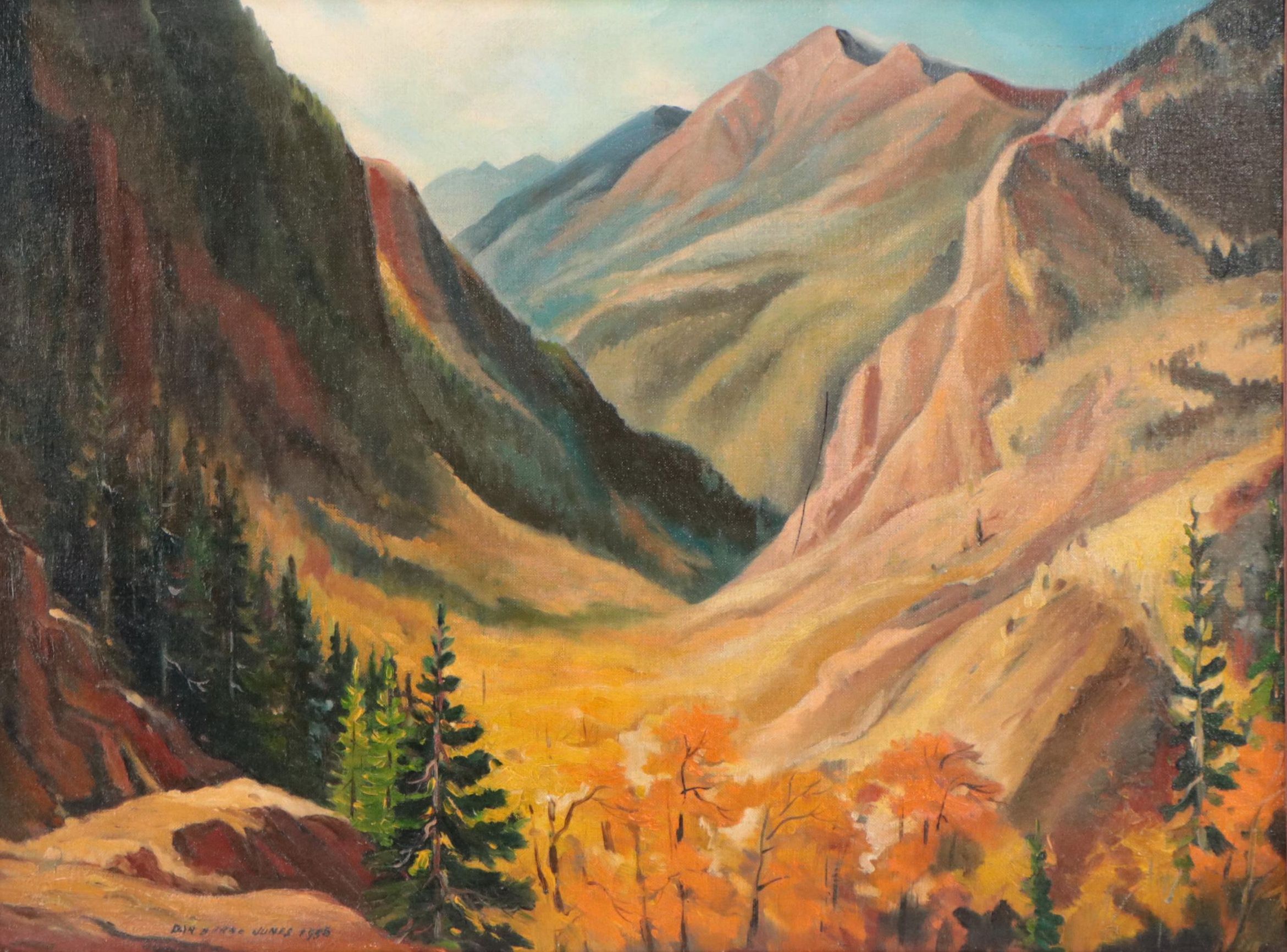 Dan Burne Jones Wilderness Landscape Oil Painting, 1956