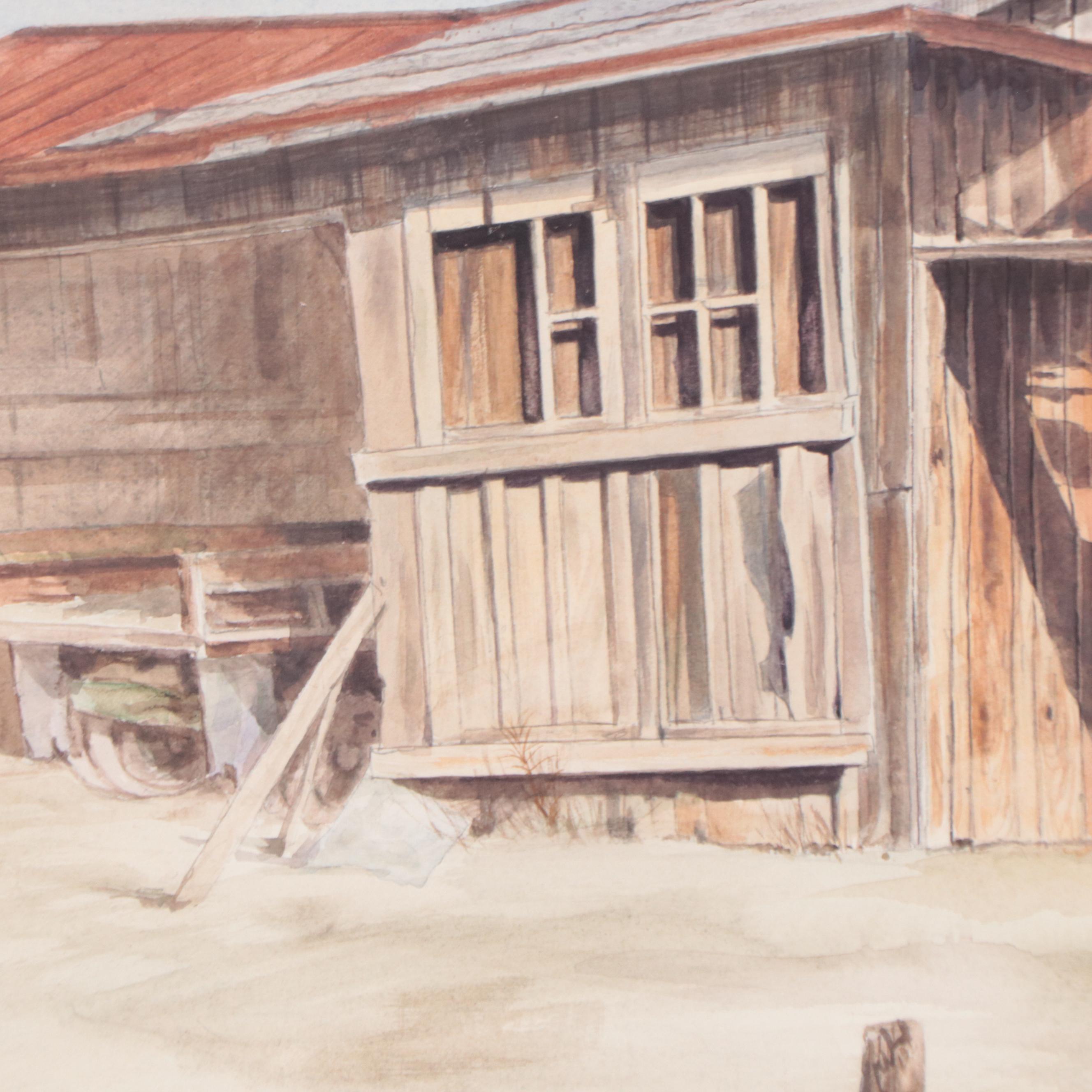Louis Kabrin Watercolor Painting of Exterior Scene, 1975