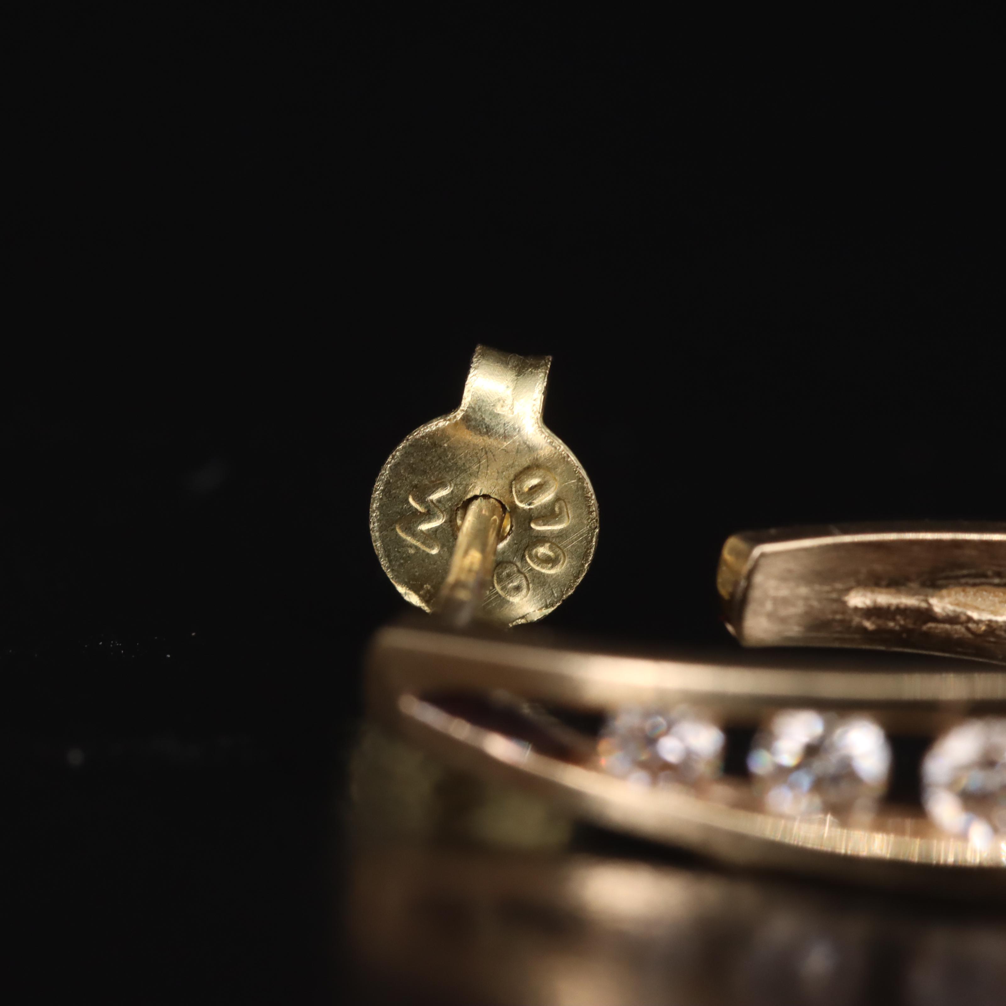 14K Diamond J-Hoop Earrings