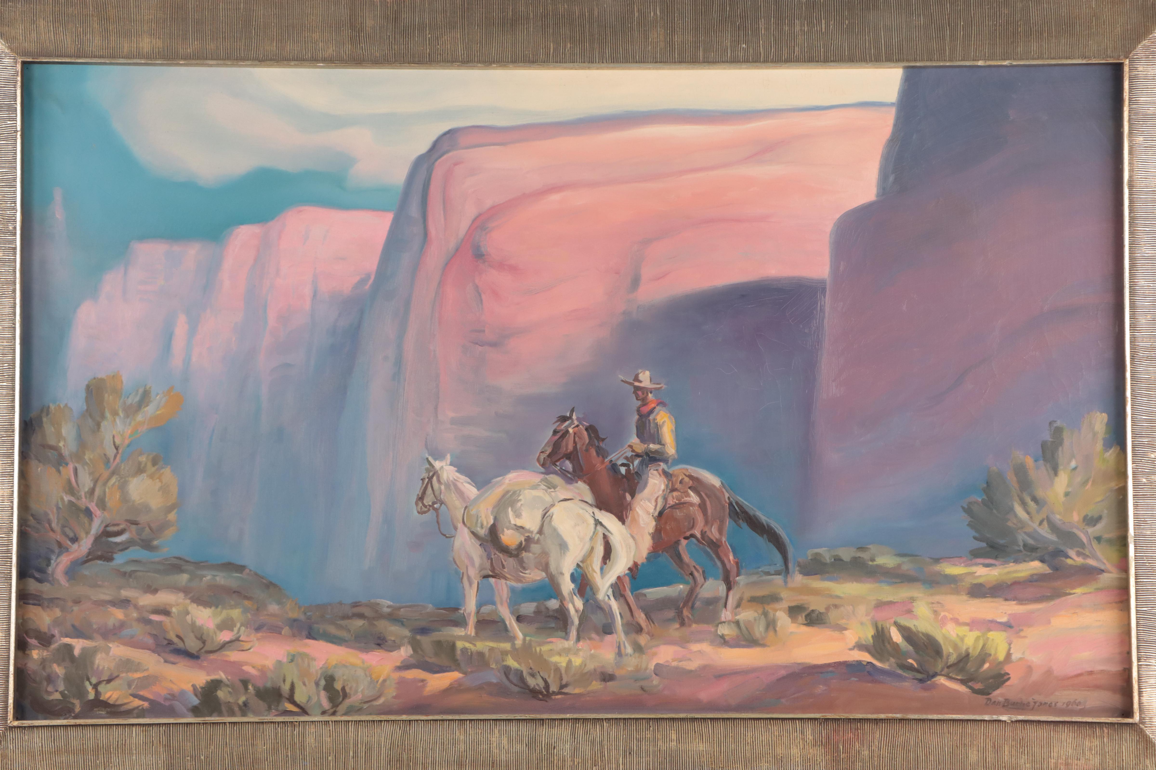 Dan Burne Jones Western Landscape Oil Painting, 1960