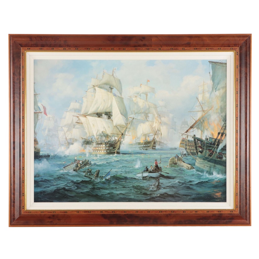 Charles Vickery Naval Scene Offset Lithograph "Storm of Battle"