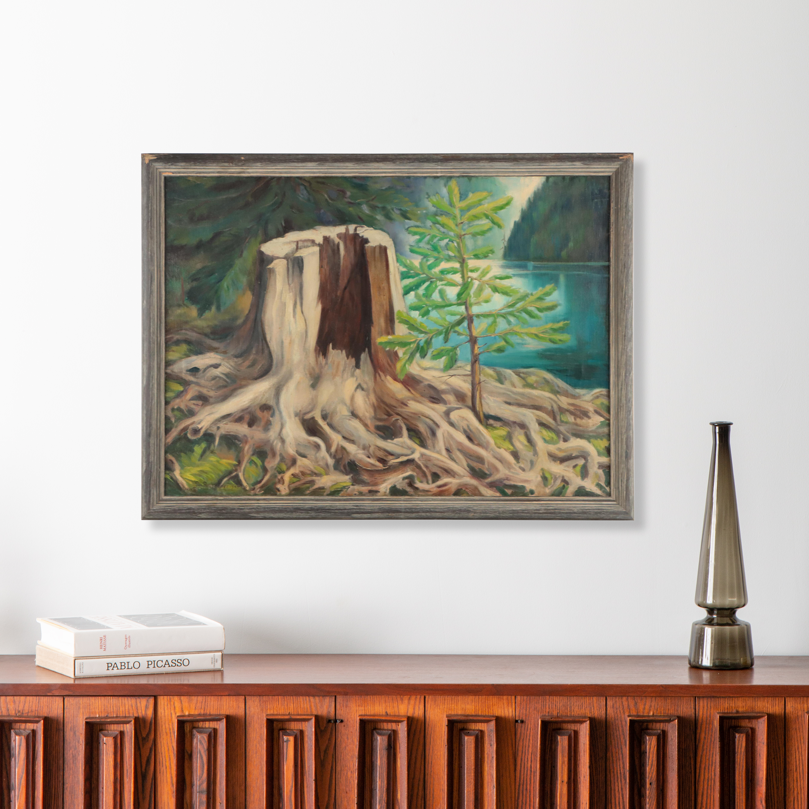 Dan Burne Jones Landscape Oil Painting of Stump, 1949