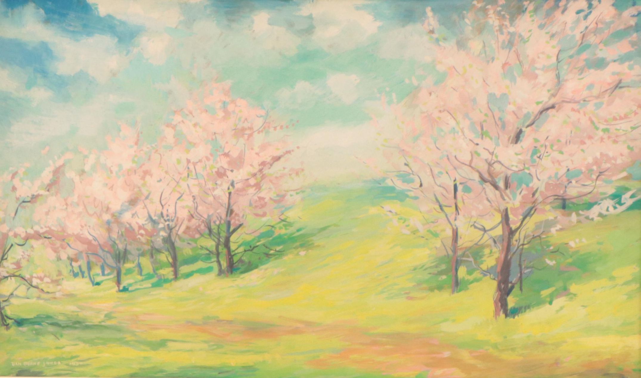 Dan Burne Jones Spring Landscape Gouache Painting, 1950