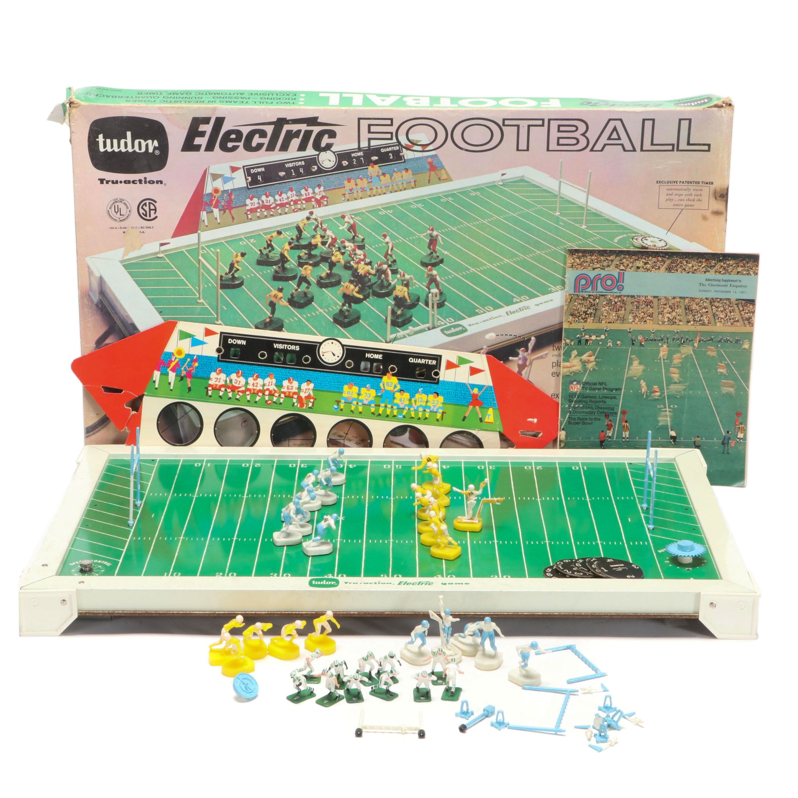 Tudor Electric Football Tabletop Board Game with 1971 Cincinnati NFL TV Program
