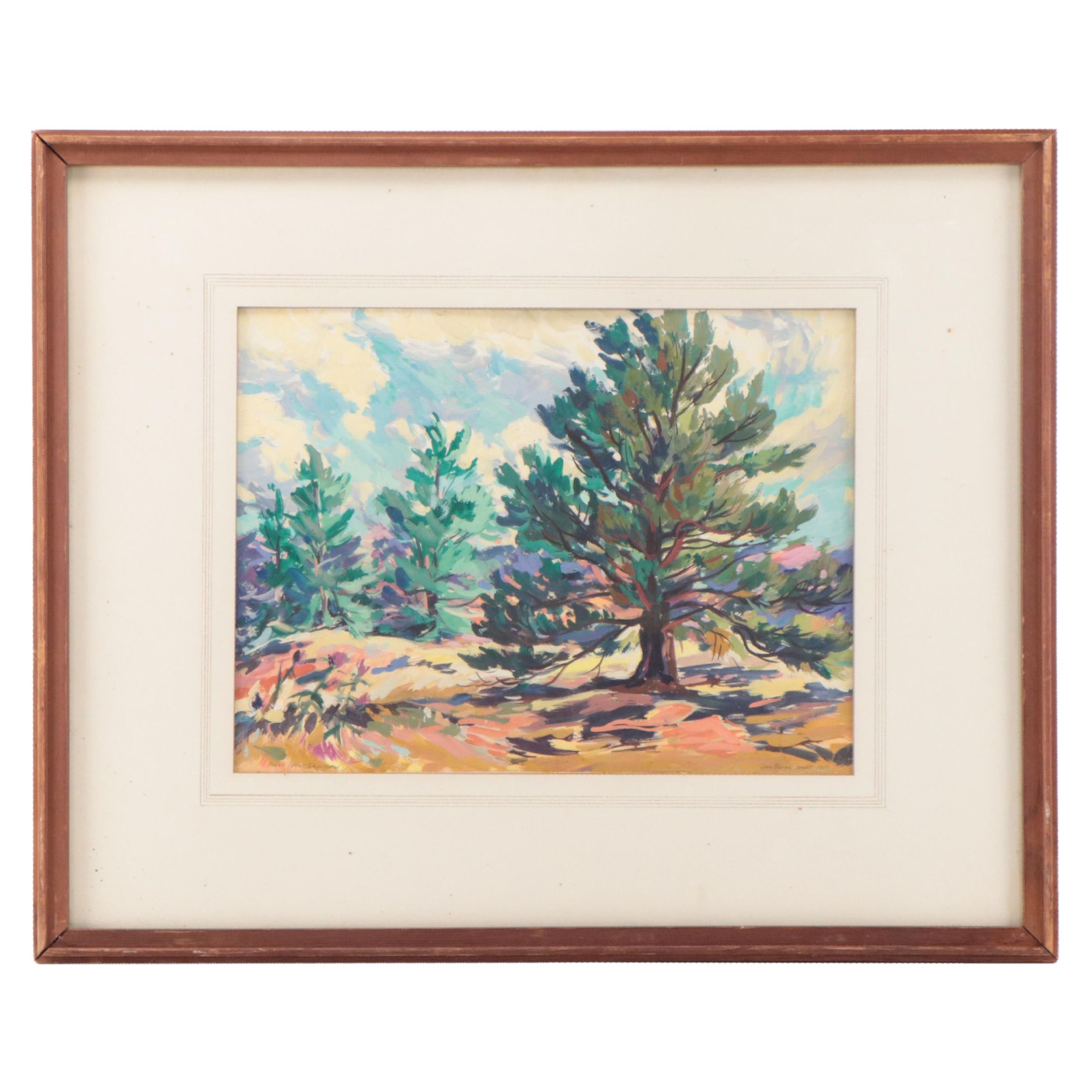 Dan Burne Jones Landscape Gouache Painting, 1951