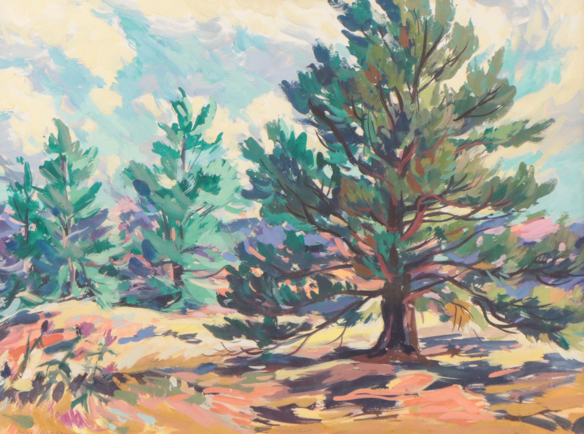 Dan Burne Jones Landscape Gouache Painting, 1951