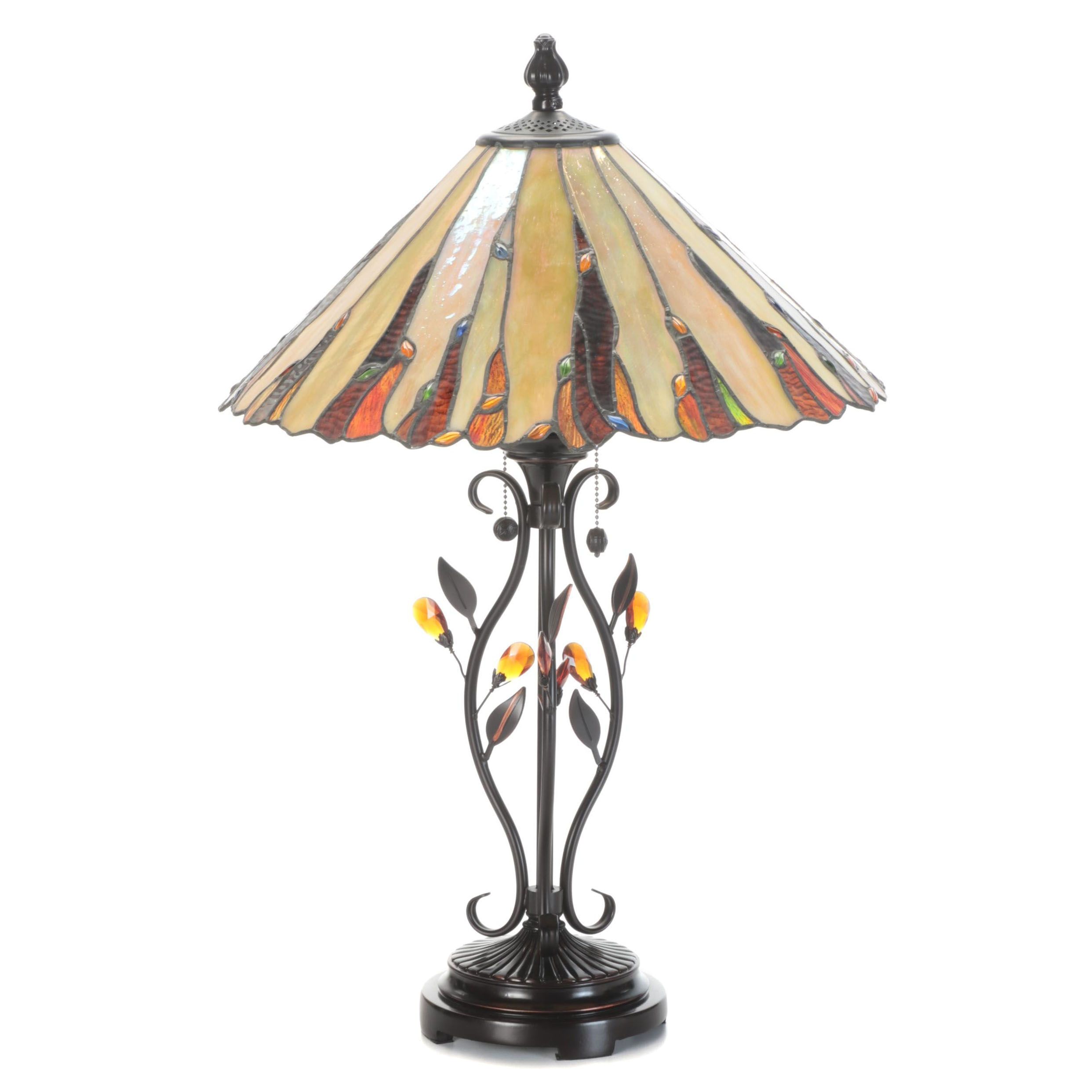 Dale Tiffany Slag Glass Shade "Ripley" Table Lamp