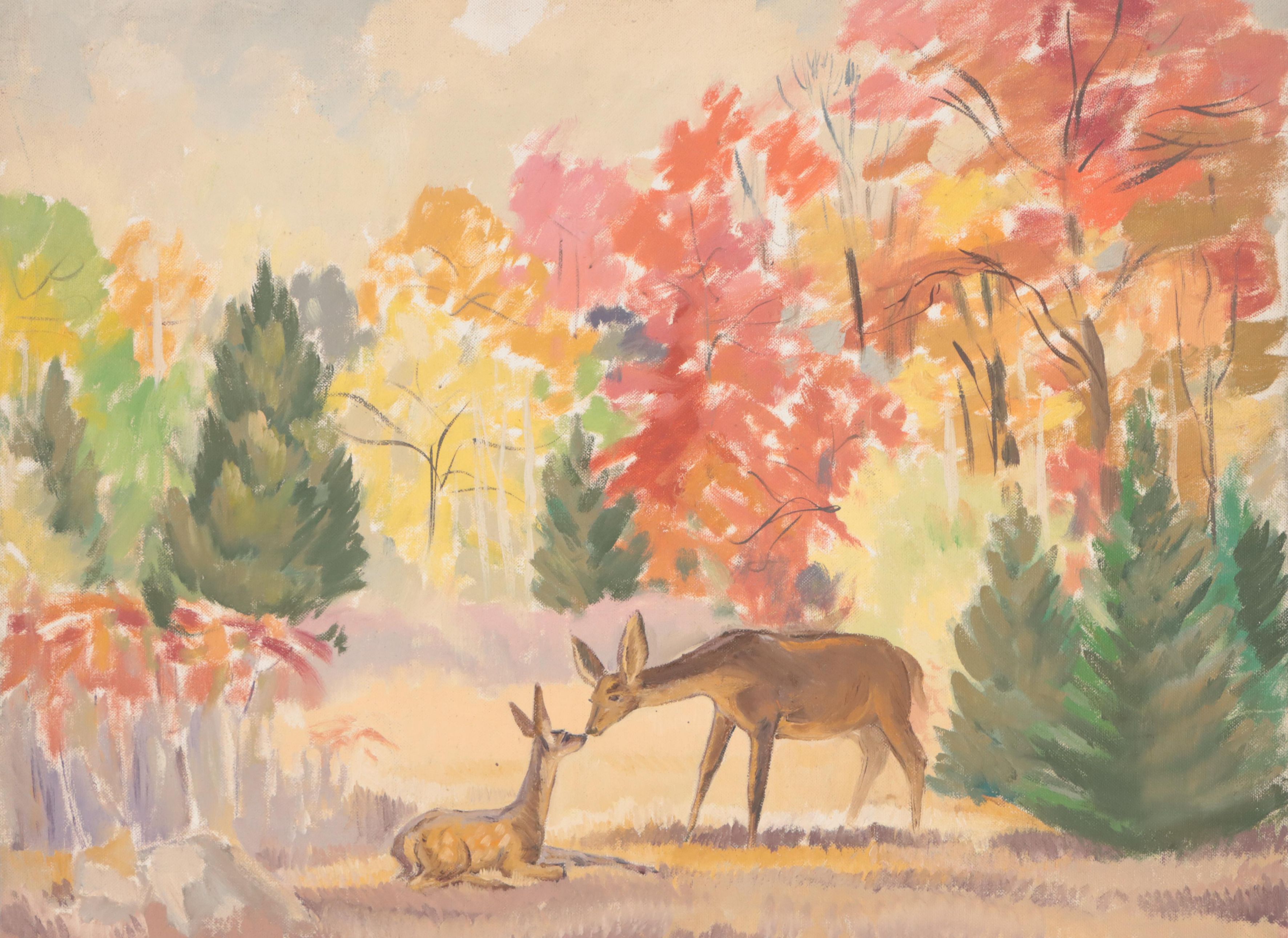 Dan Burne Jones Oil Painting of Deer in the Forest