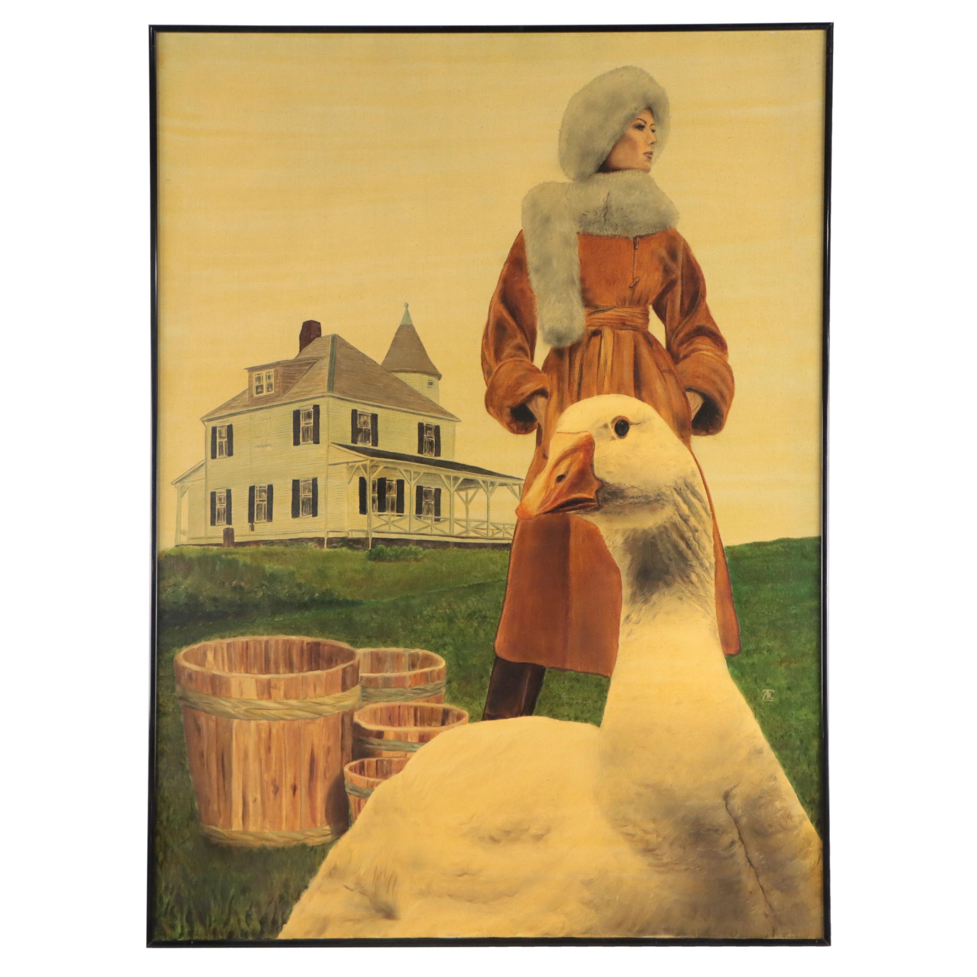 Tom Cameron Oil Painting "I Will Not Wear A Goose Down Jacket," 1981