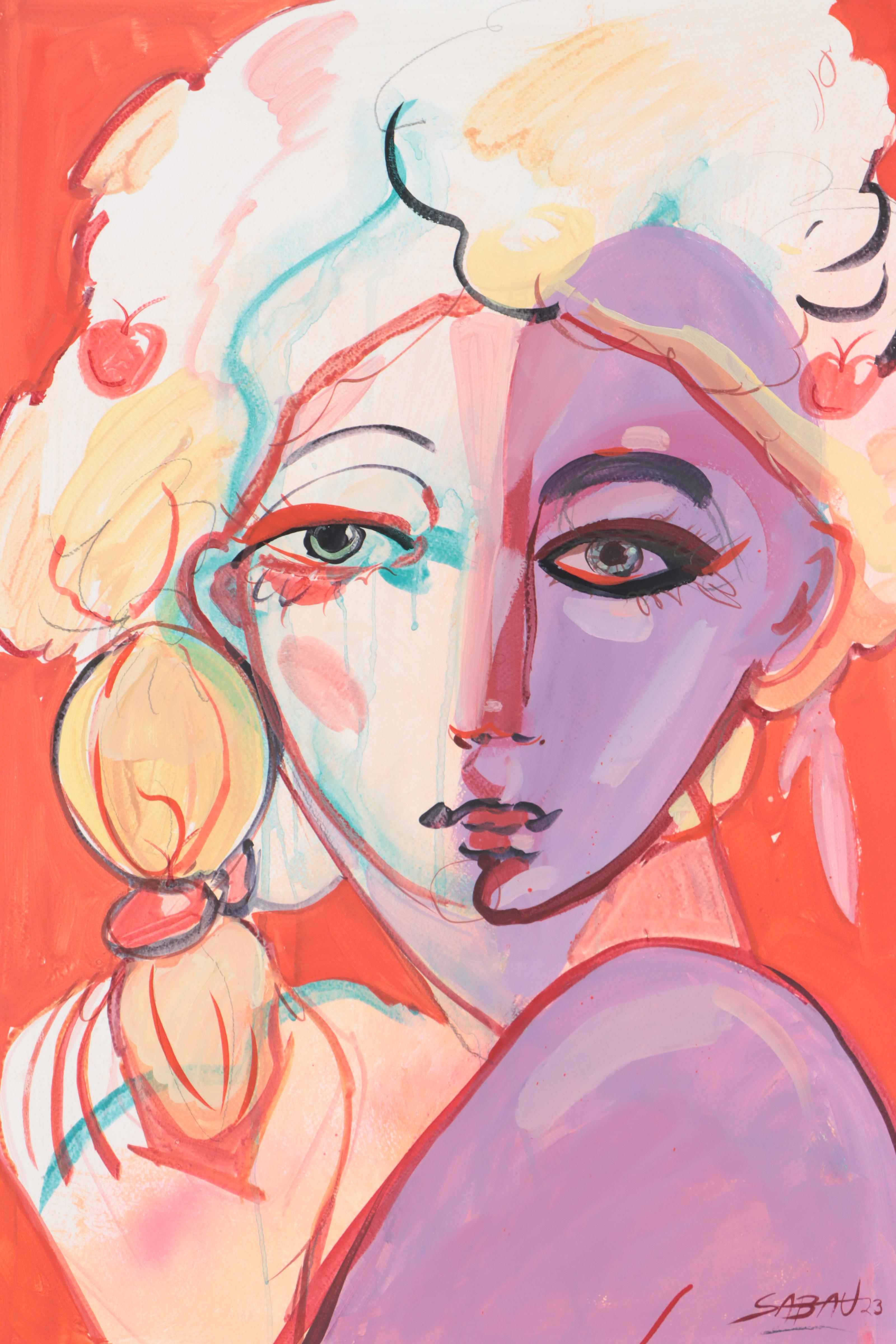 Dan Sabau Watercolor Painting "By the Cherry Tree," 2023