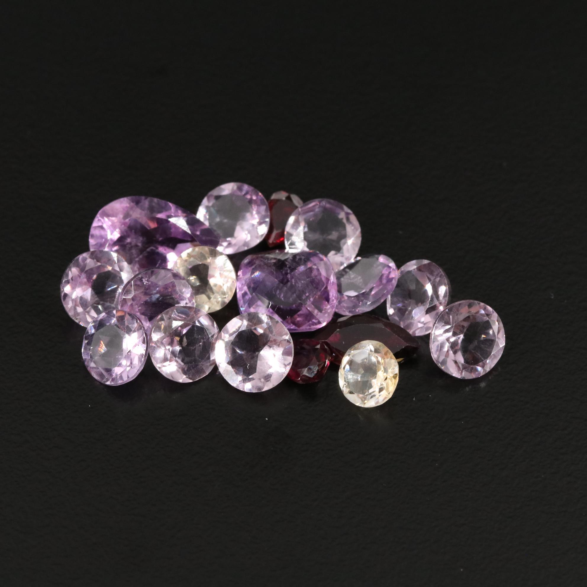 Loose 20.42 CTW Amethyst, Citrine, and Garnet Lot