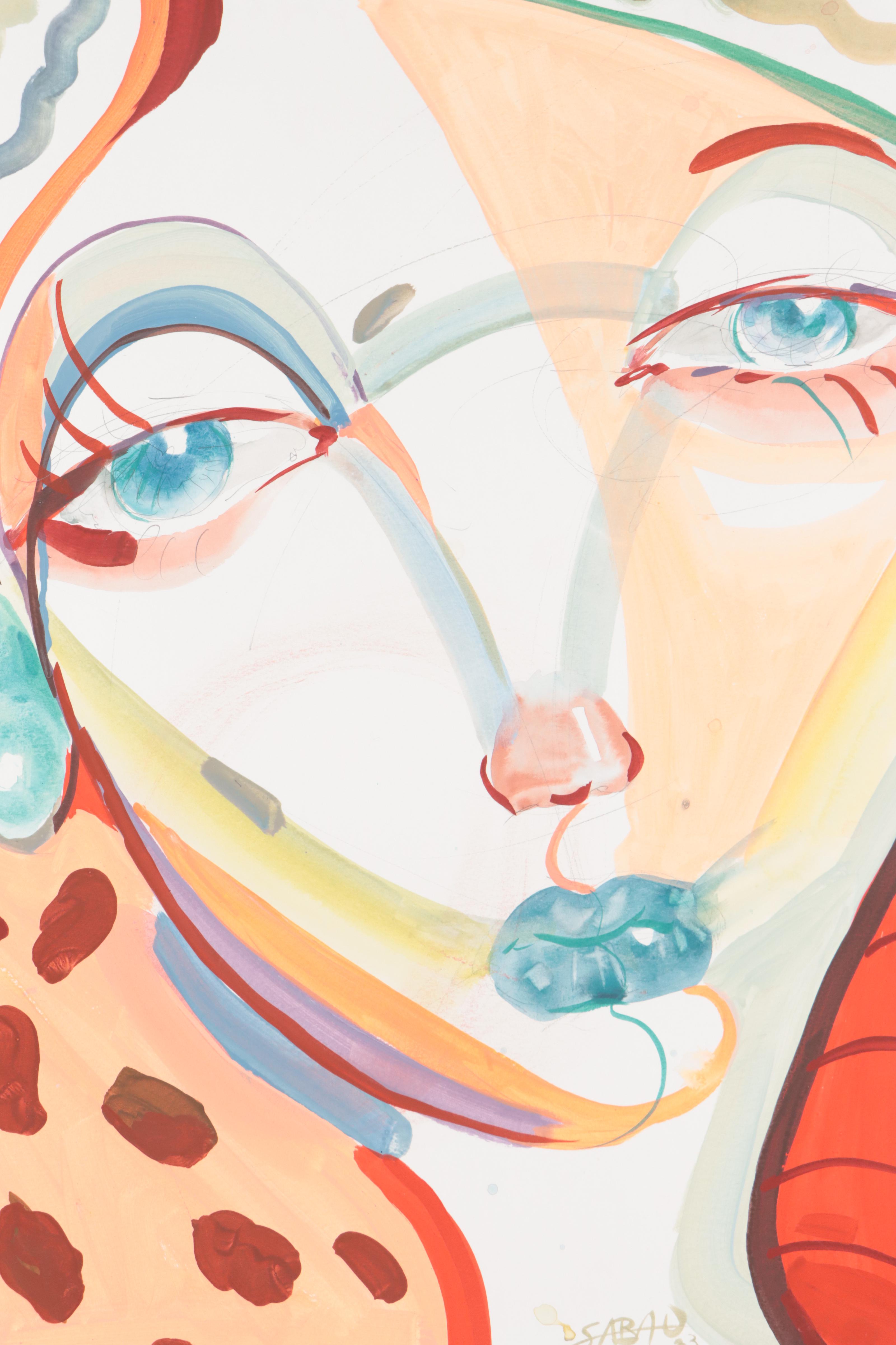 Dan Sabau Watercolor Painting "Lady in Leopard," 2023