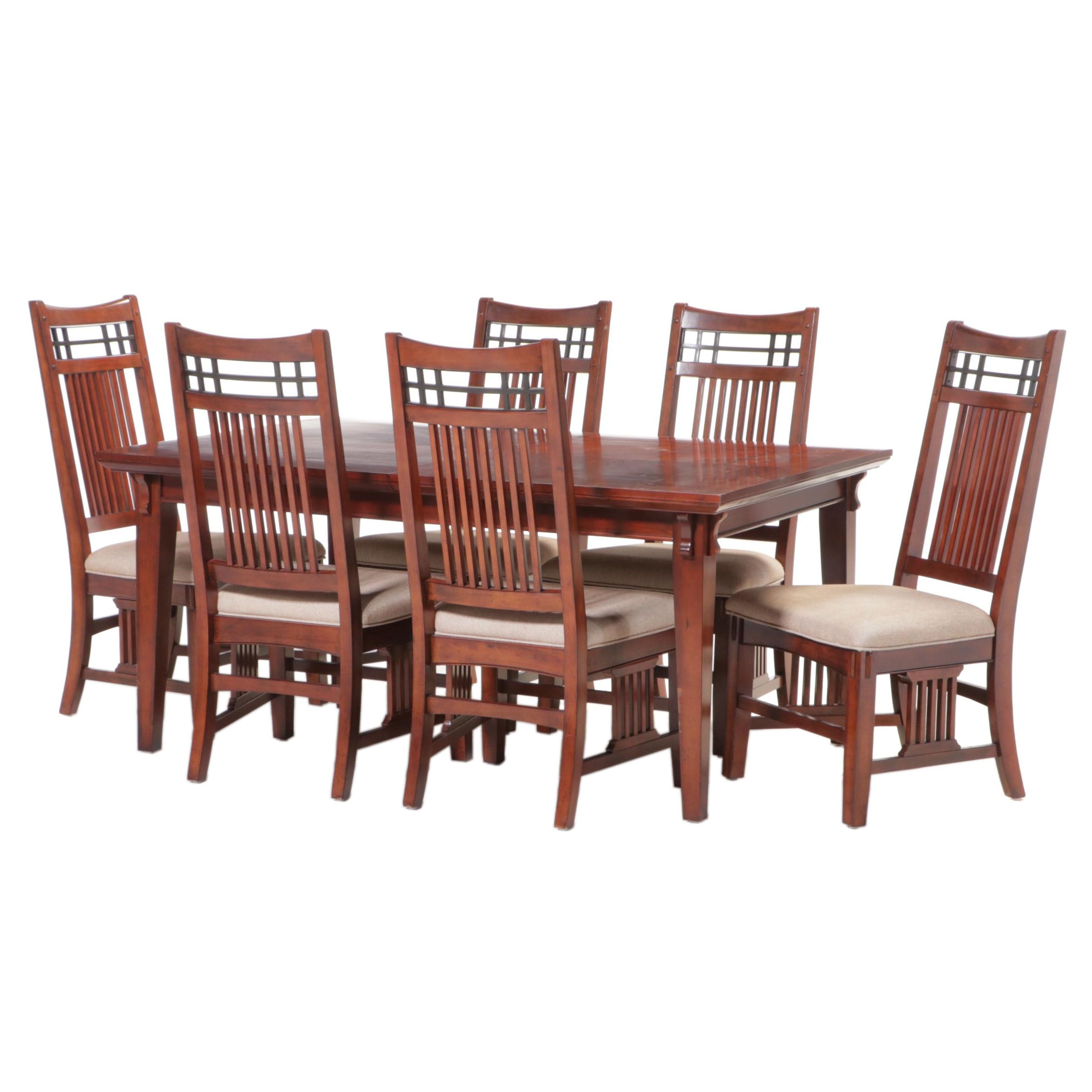 Broyhill "Vantana" Arts & Crafts Style Poplar and Cherry-Veneered Dining Set