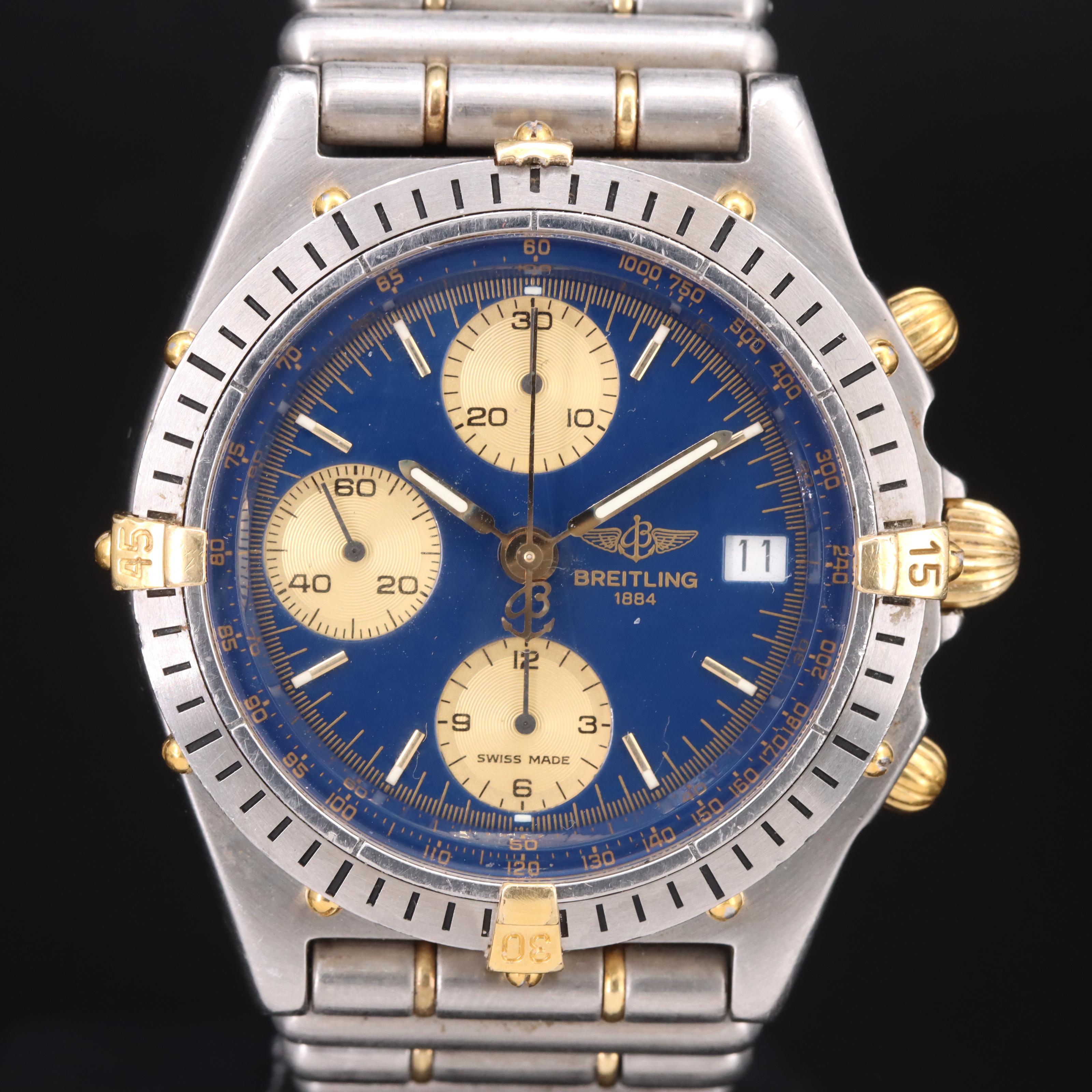Vintage Breitling Chronomat 18K and Stainless Steel Chronograph Watch