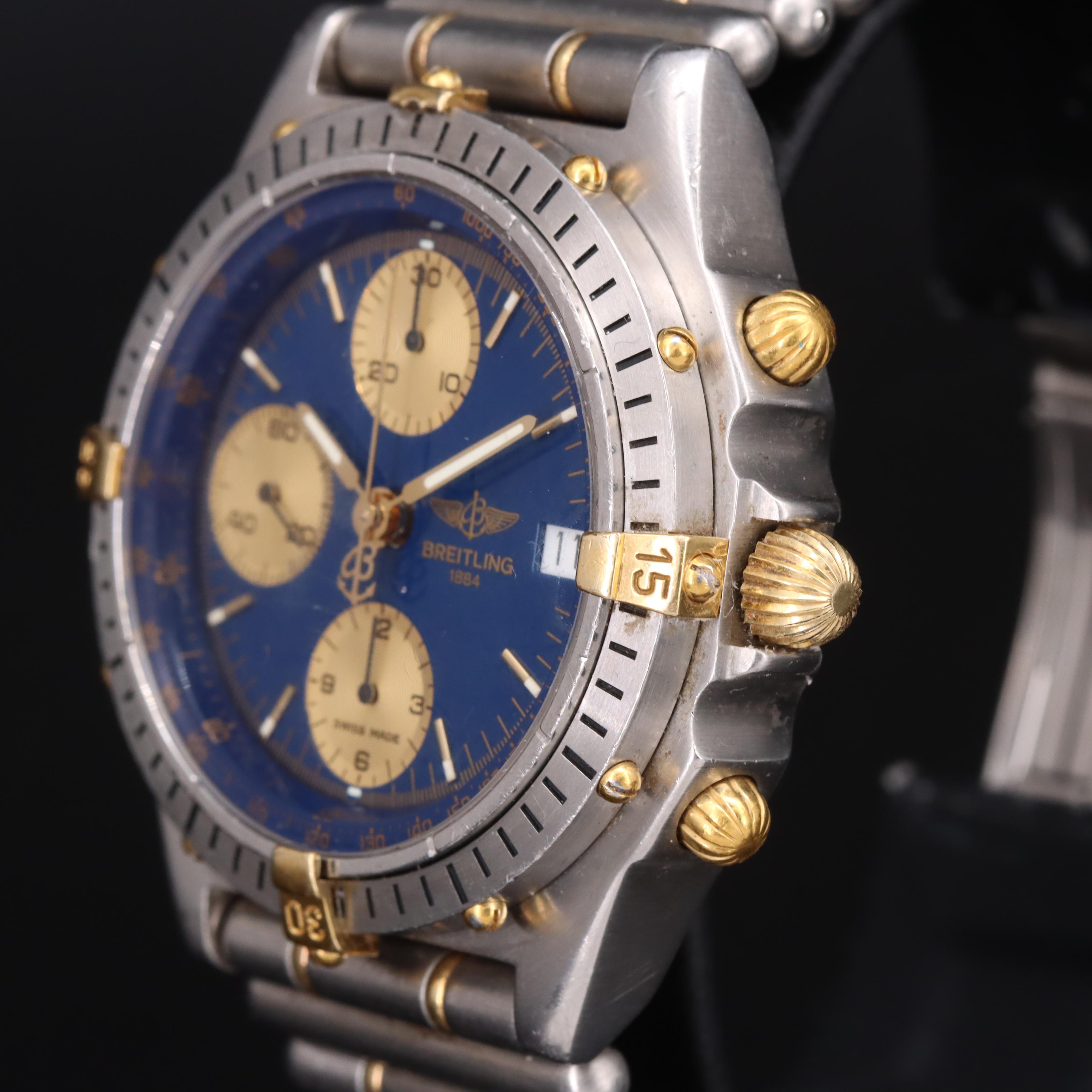 Vintage Breitling Chronomat 18K and Stainless Steel Chronograph Watch