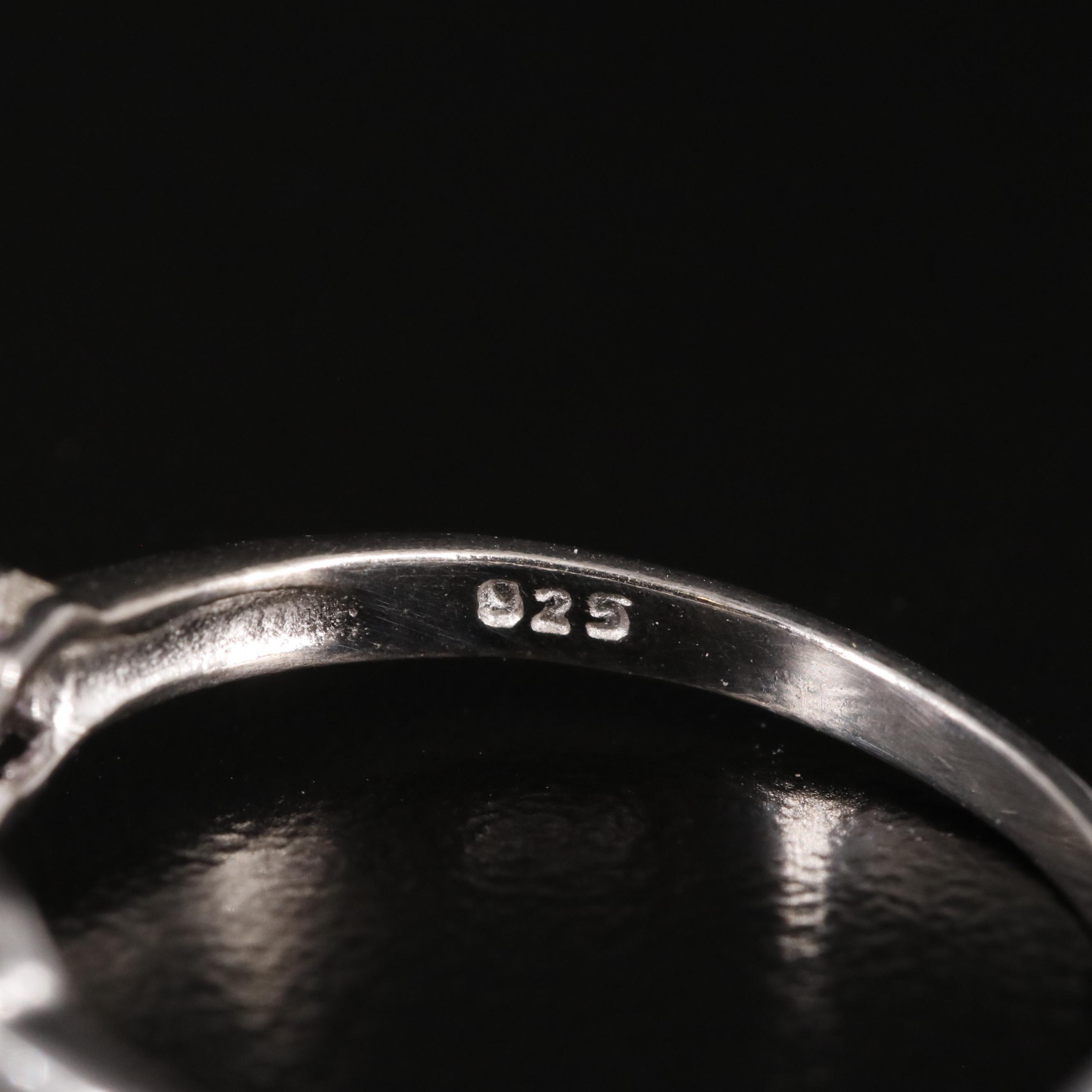 Sterling Amethyst Three Stone Ring