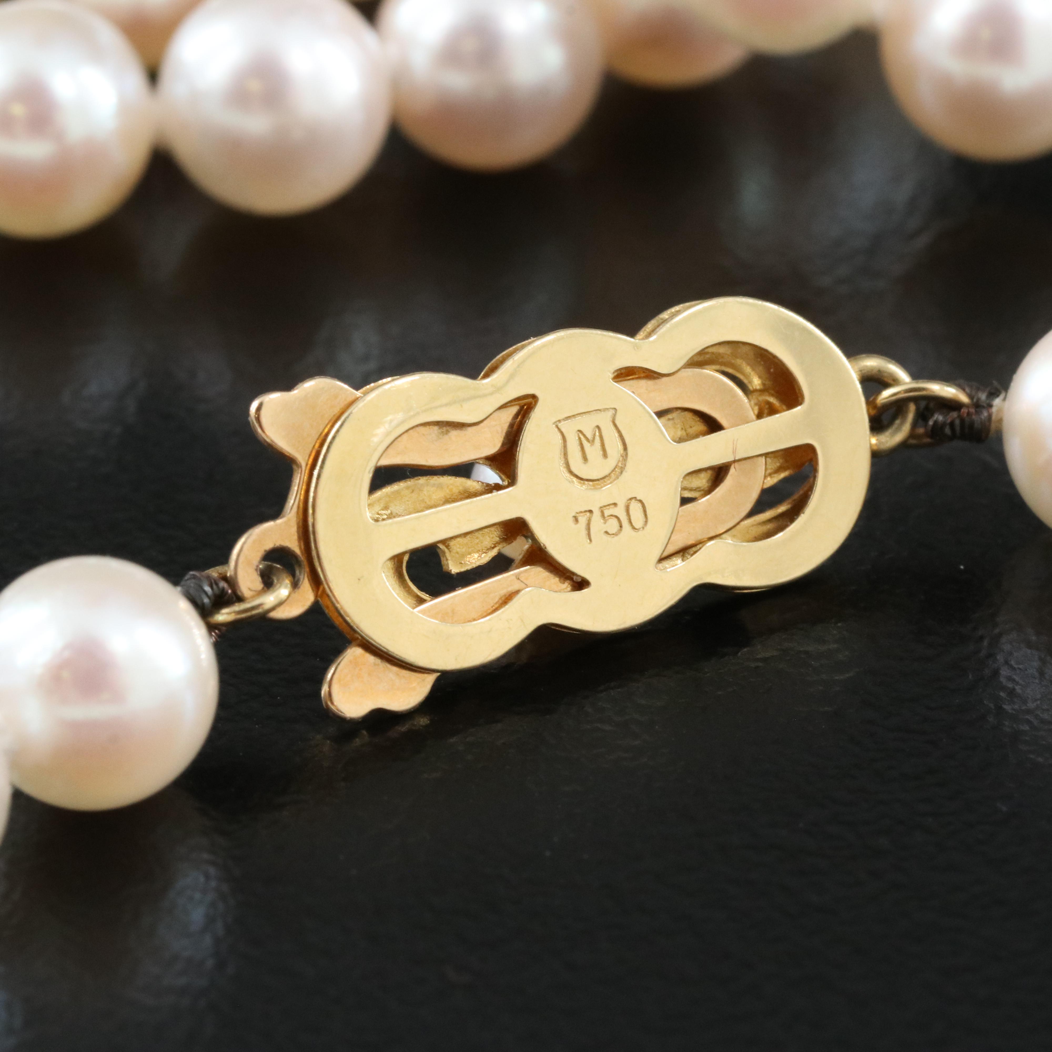 Mikimoto Pearl Necklace with 18K Clasp