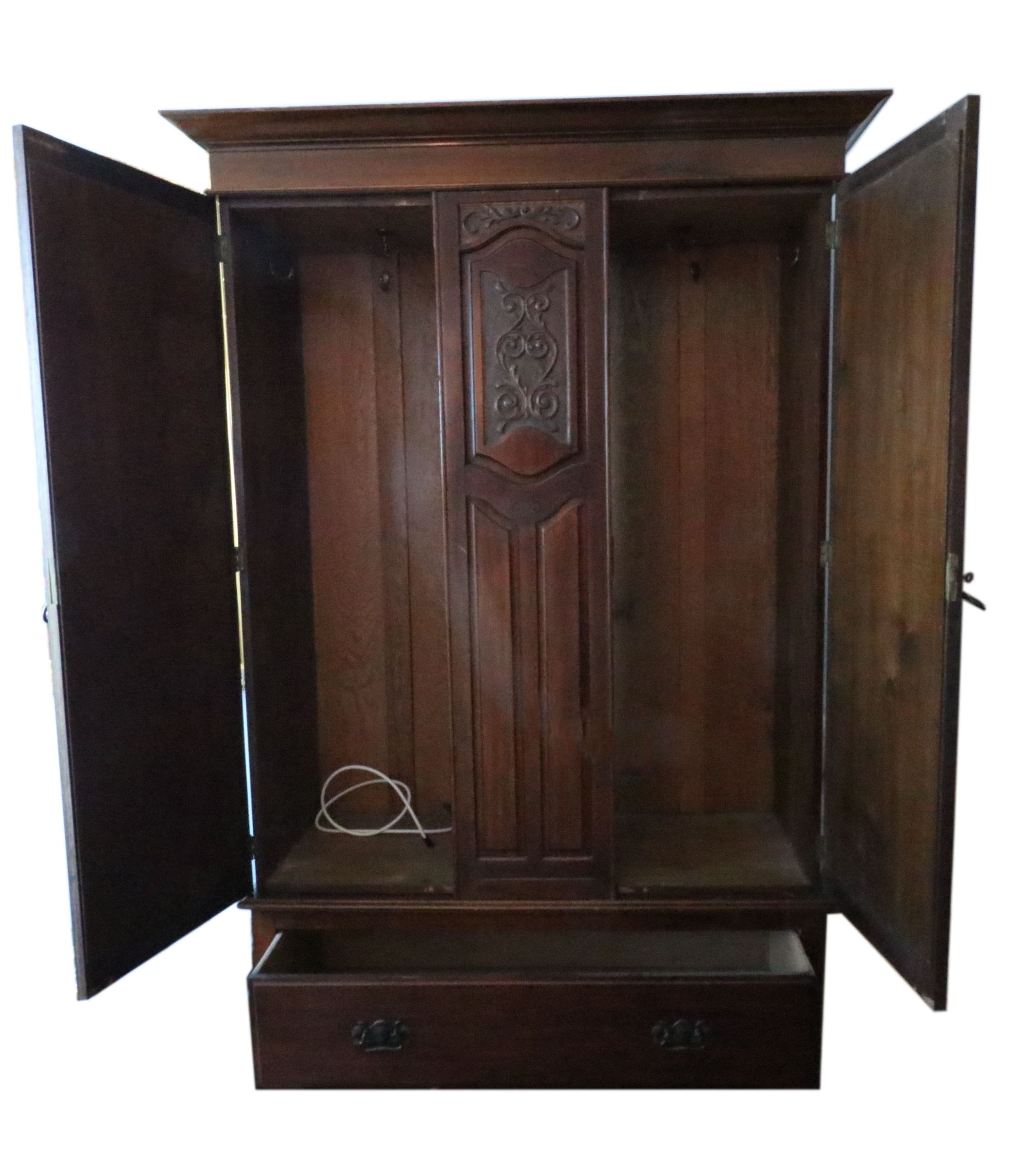 English Walnut Wardrobe, Early 20th Century
