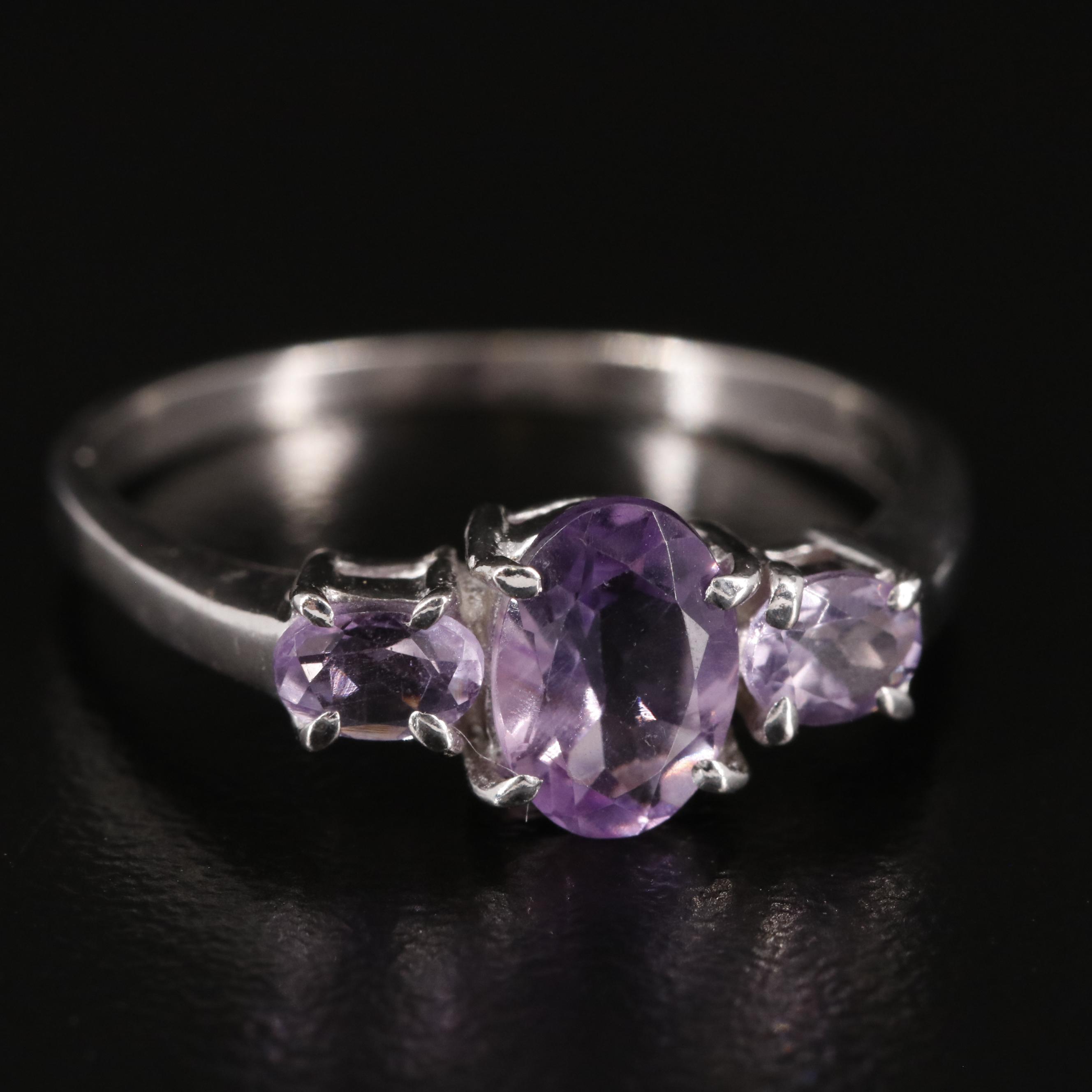 Sterling Amethyst Tapered Ring