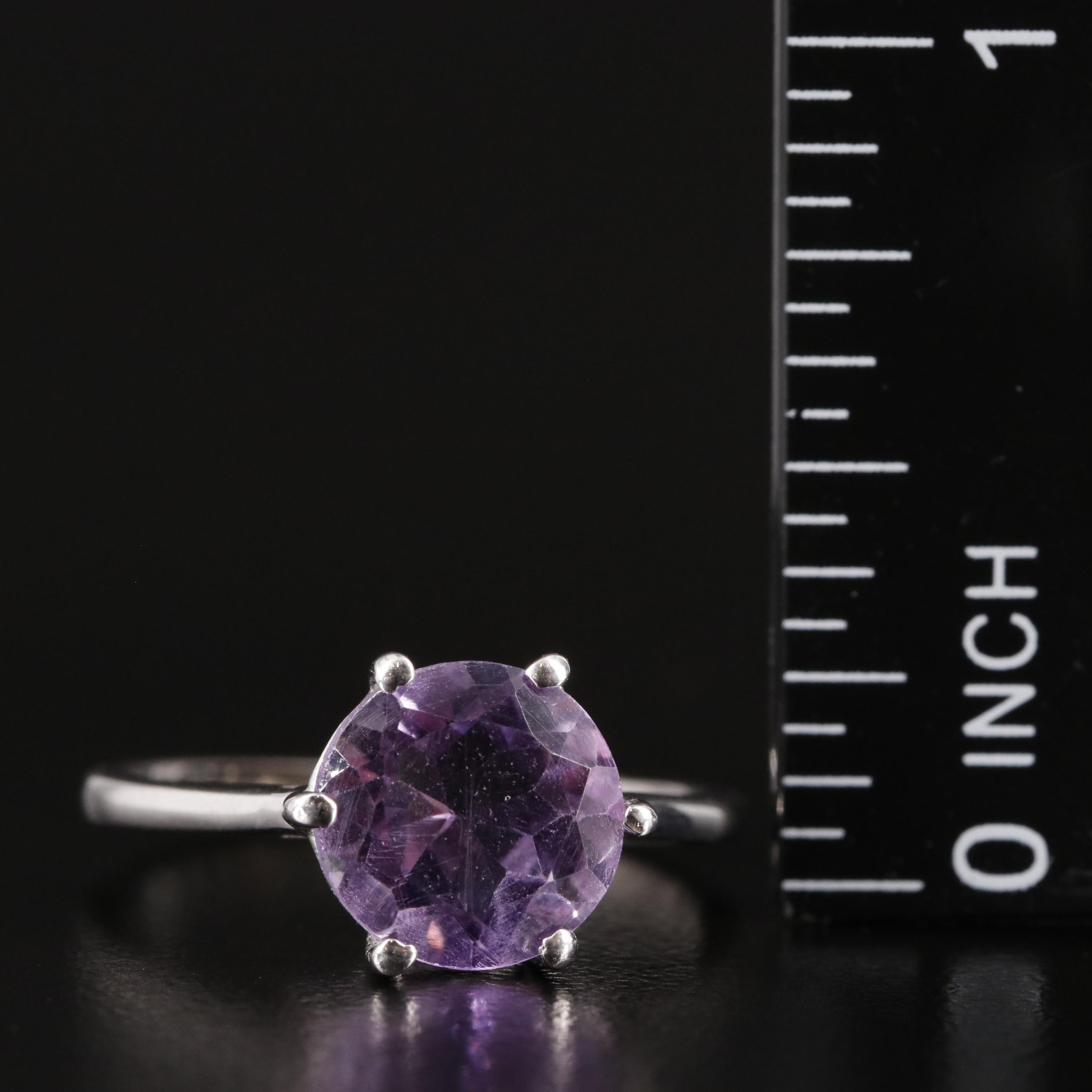 Sterling Amethyst Solitaire Ring