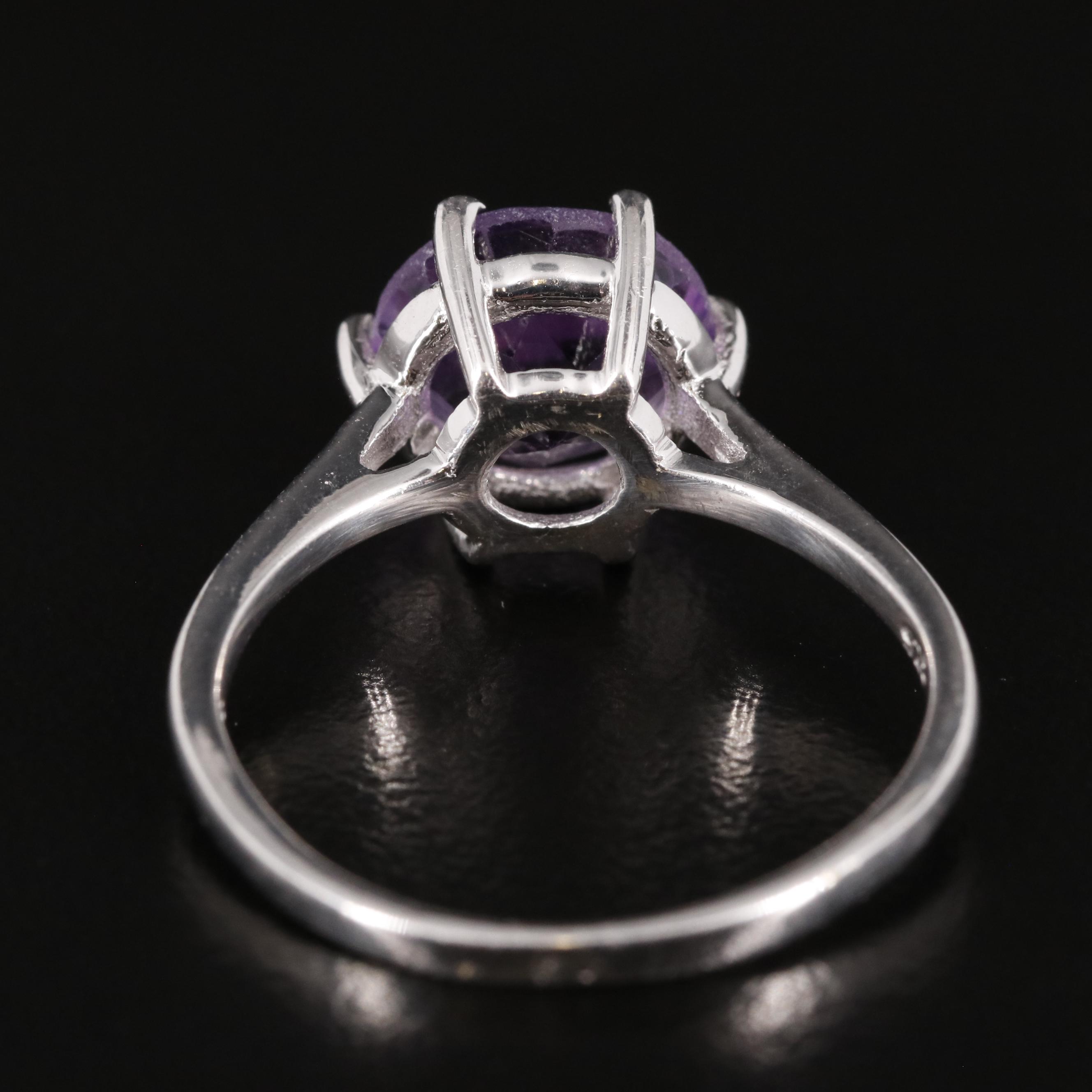 Sterling Amethyst Solitaire Ring