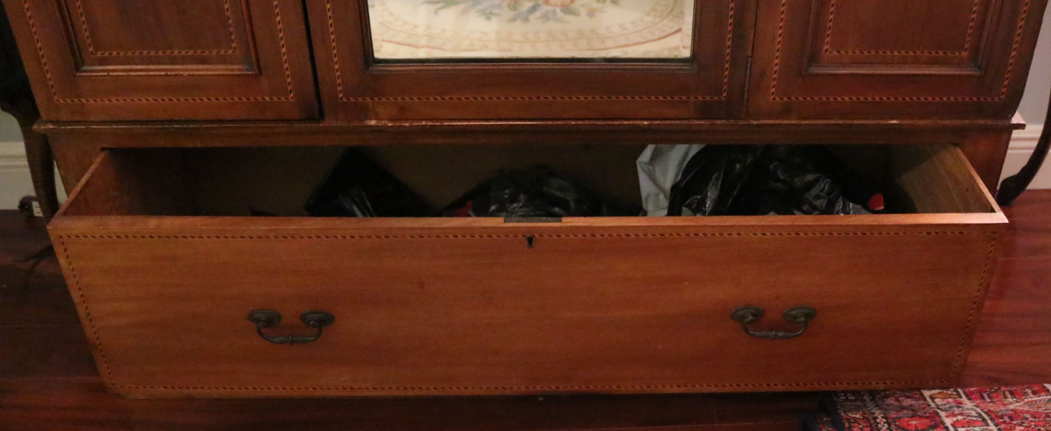 English Walnut and Marquetry Wardrobe, Early 20th Century