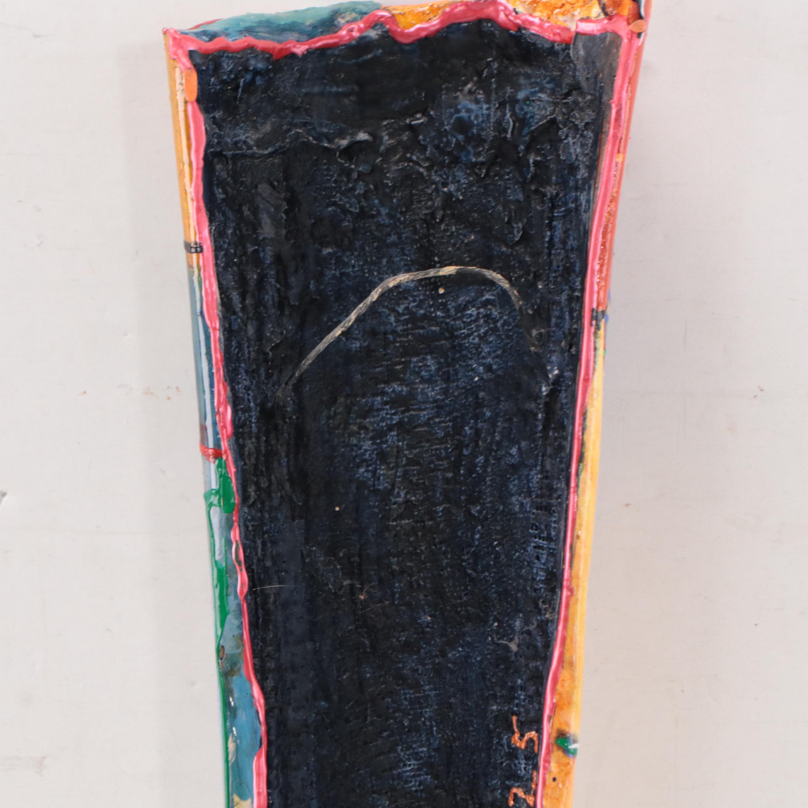 Stylized Hand-Painted Plaster Mask Wall Sculpture, 2002