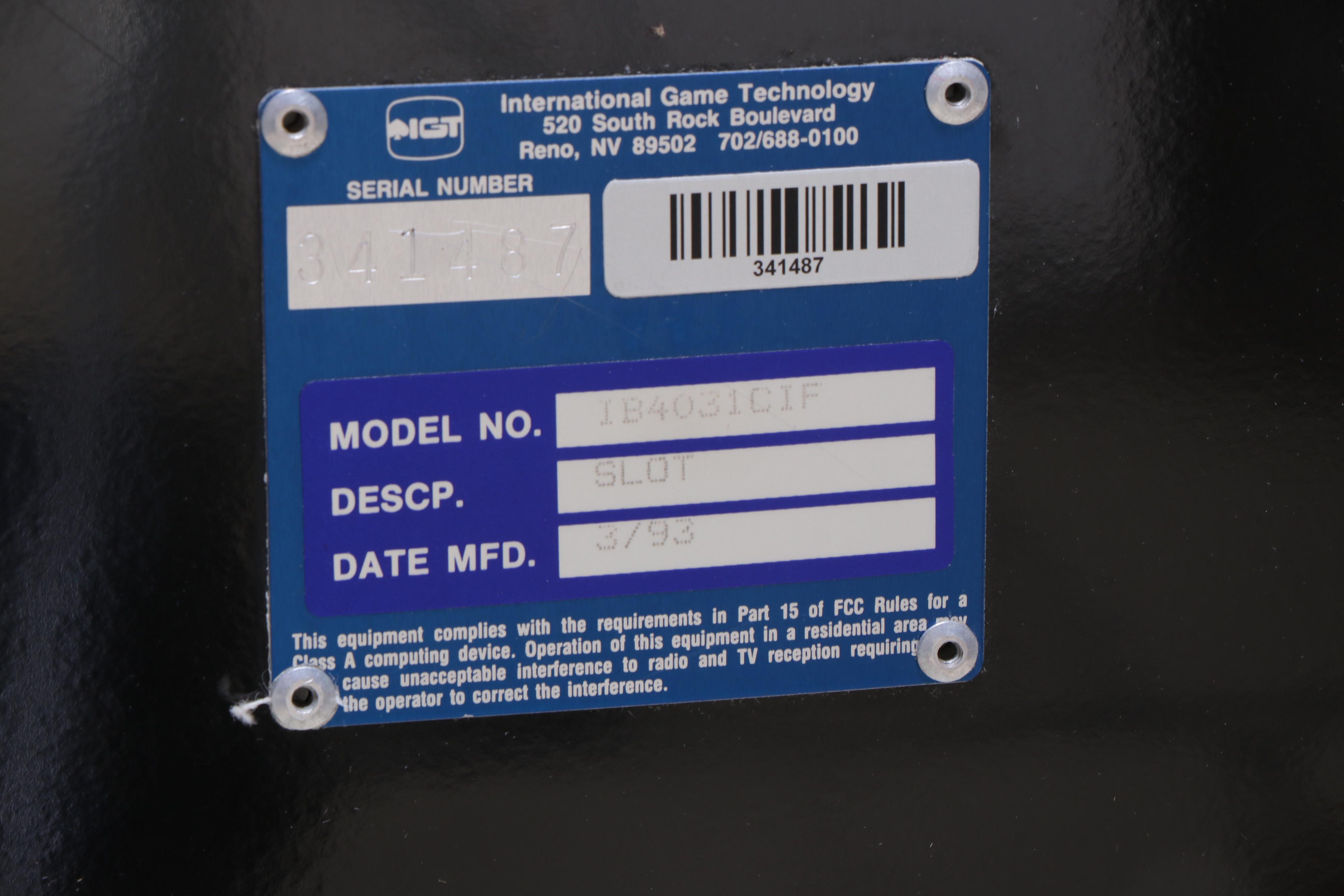 "Spin Til You Win" Slot Machine, 1993