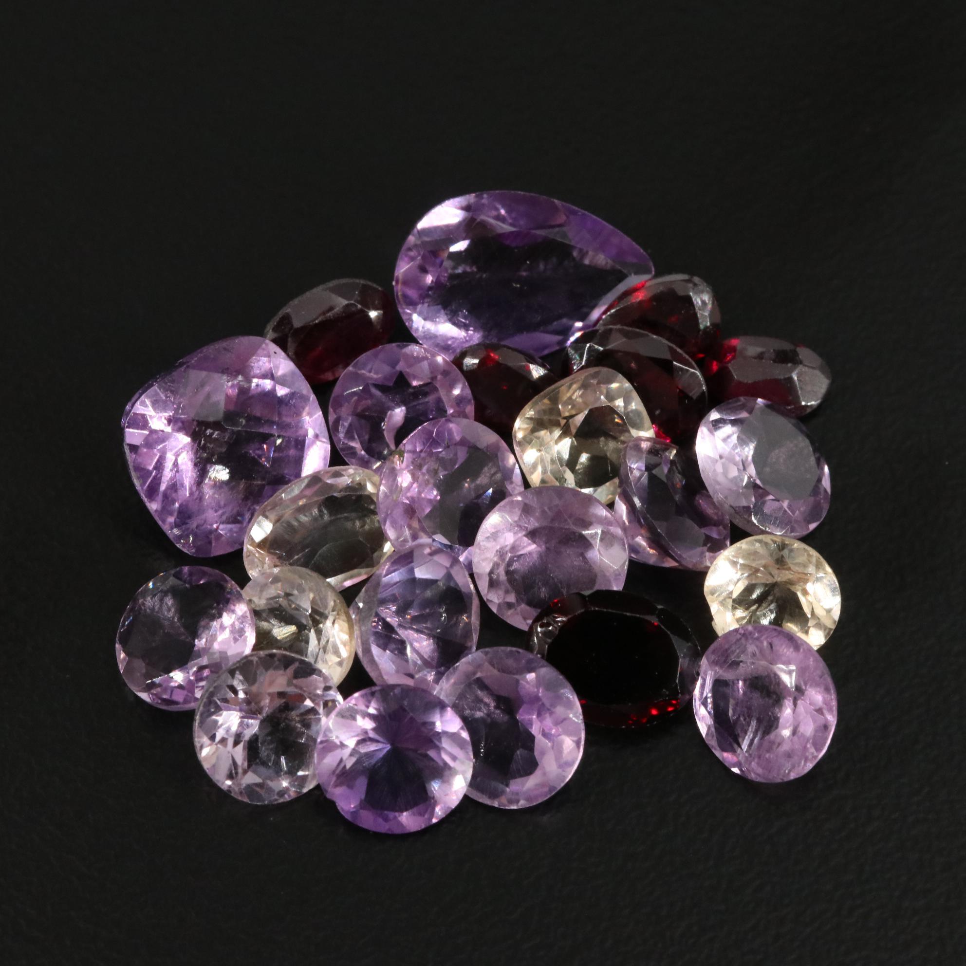 Loose 25.45 CTW Amethyst, Citrine, and Garnet Lot