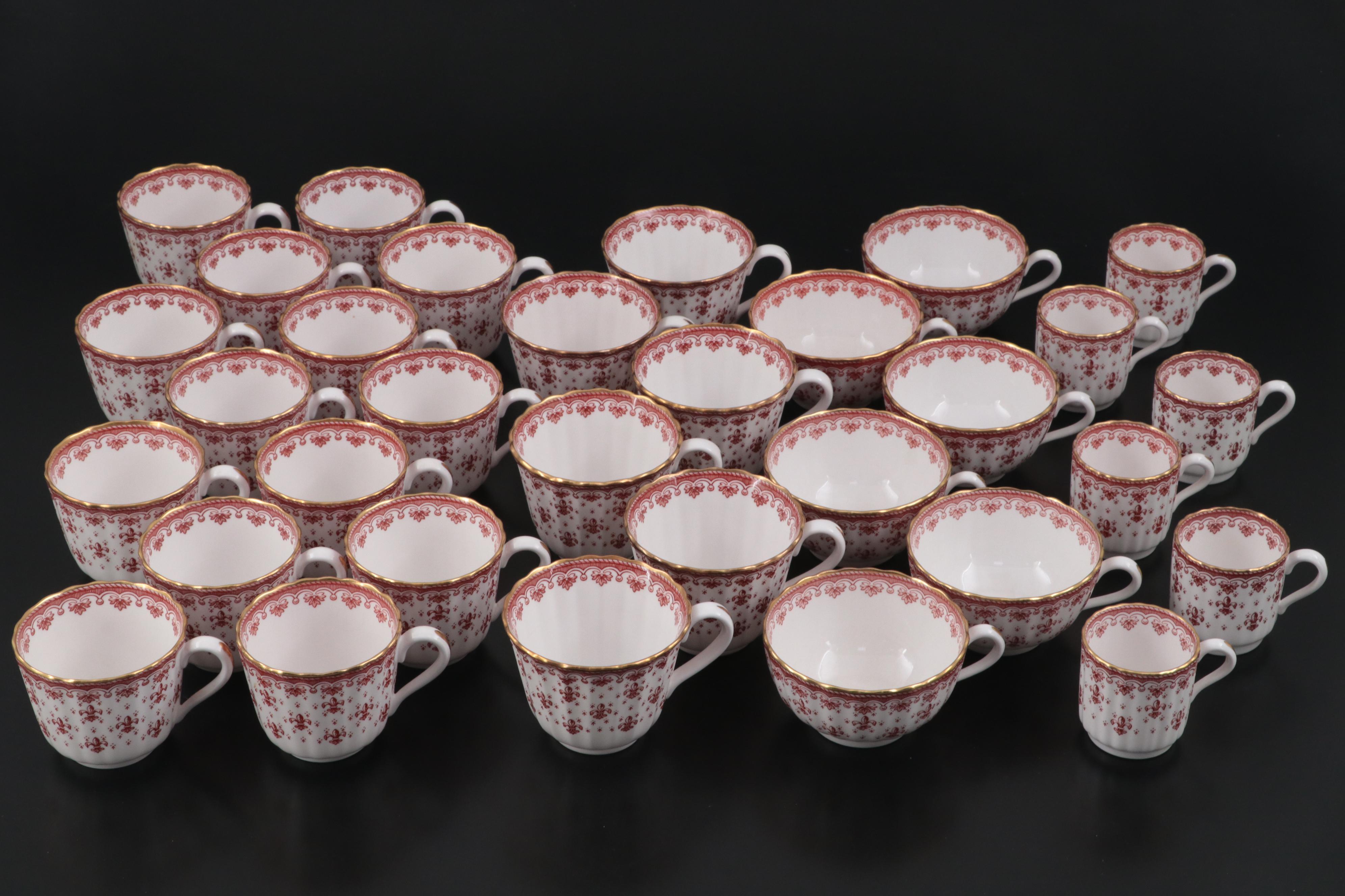Spode Bone China "Fleur De Lys" Red Dinnerware, 1961-1994