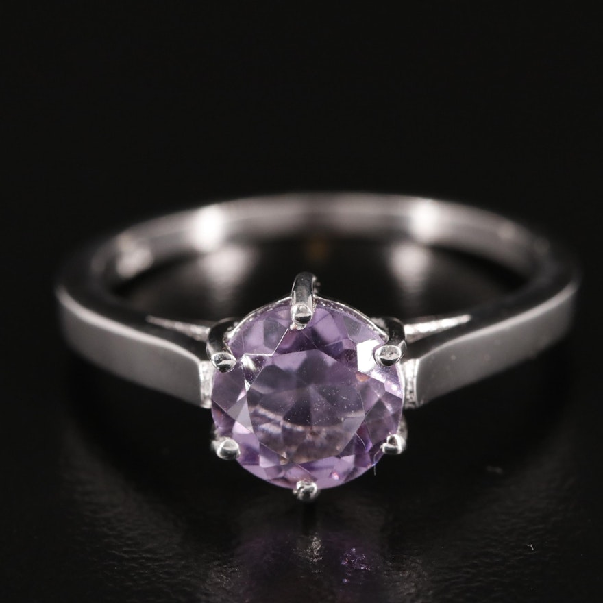 Sterling Amethyst Solitaire Ring