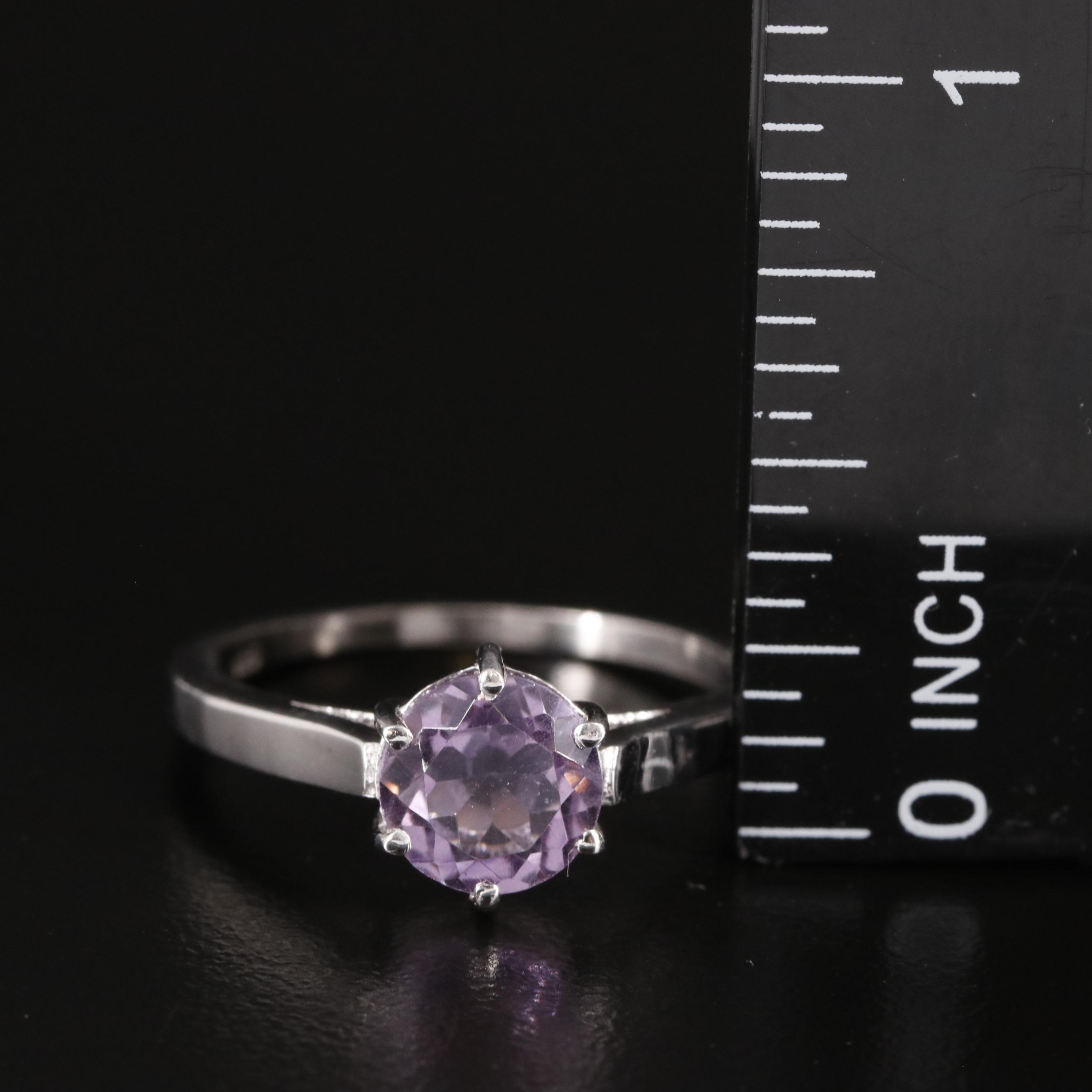 Sterling Amethyst Solitaire Ring