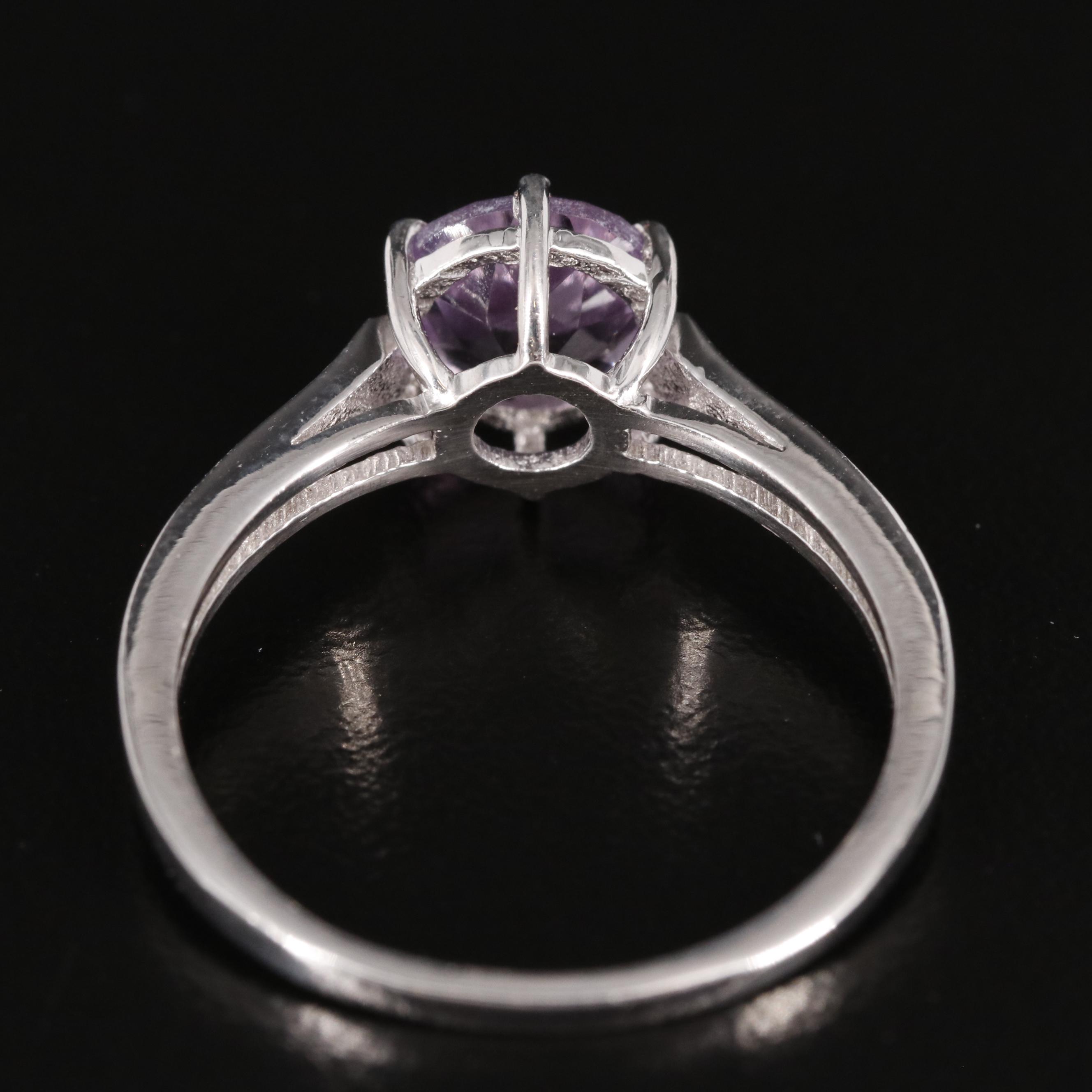 Sterling Amethyst Solitaire Ring