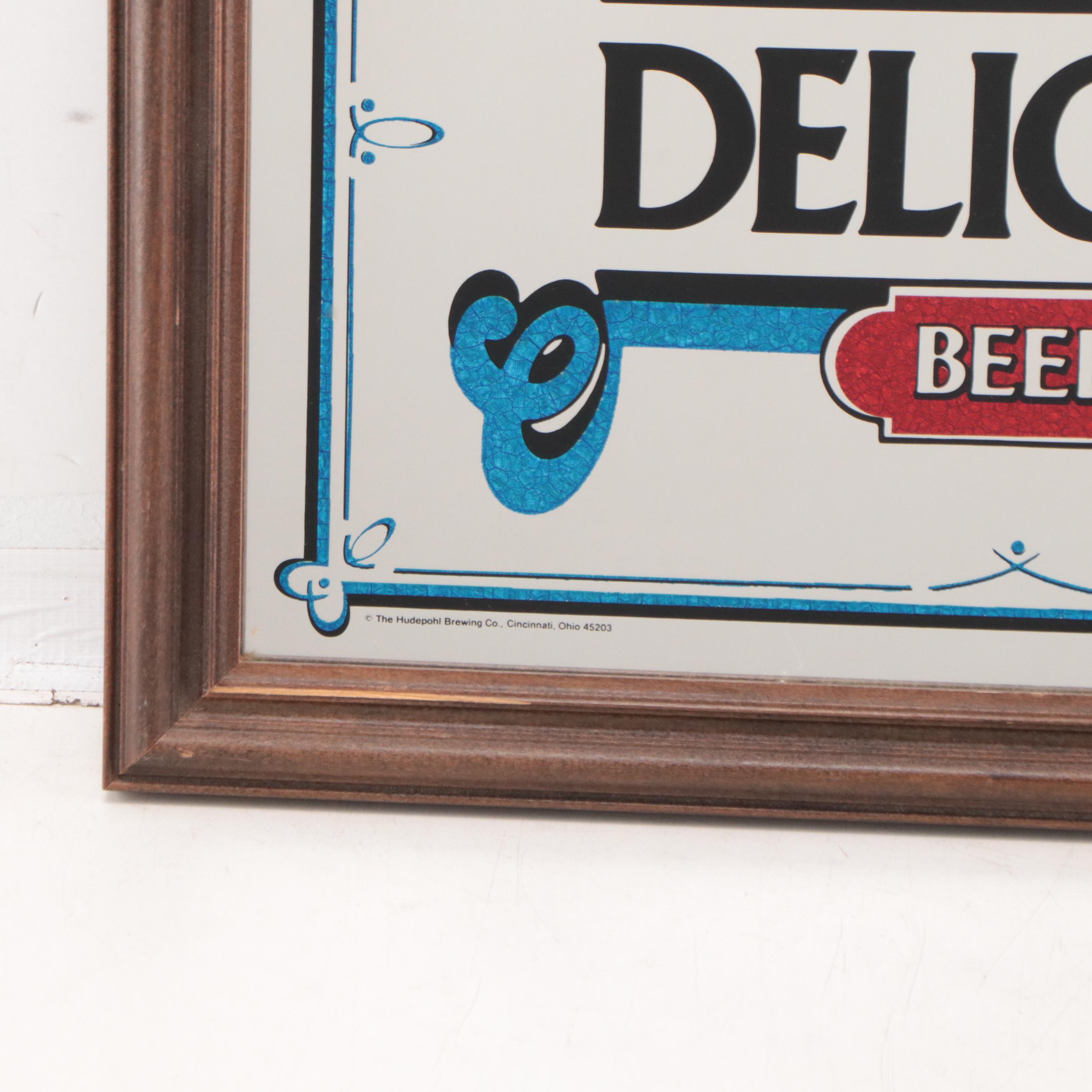Hudy Delight Beer Mirrored Bar Sign