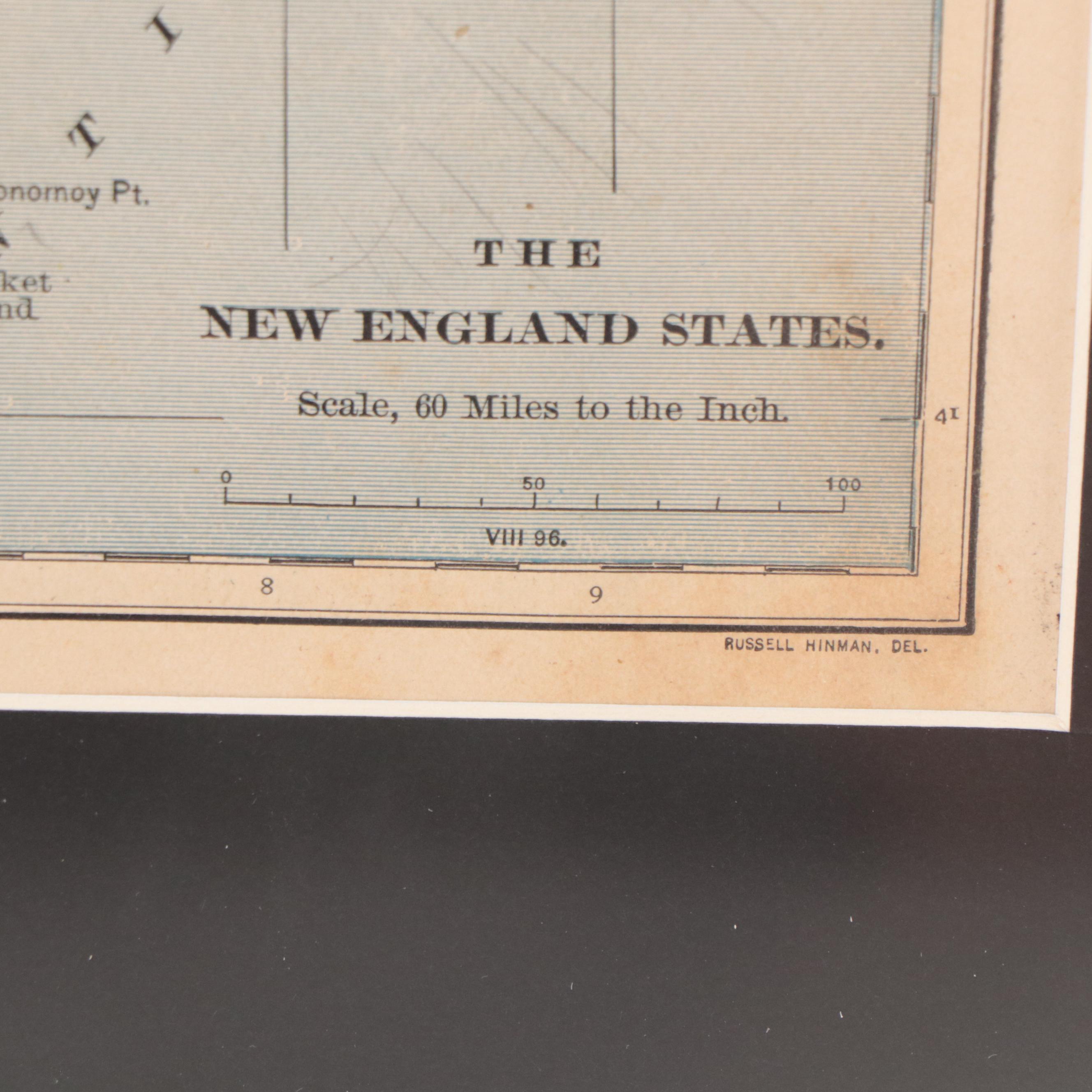 Matthews, Northrup & Co. Wax Engraving Map "The New England States"