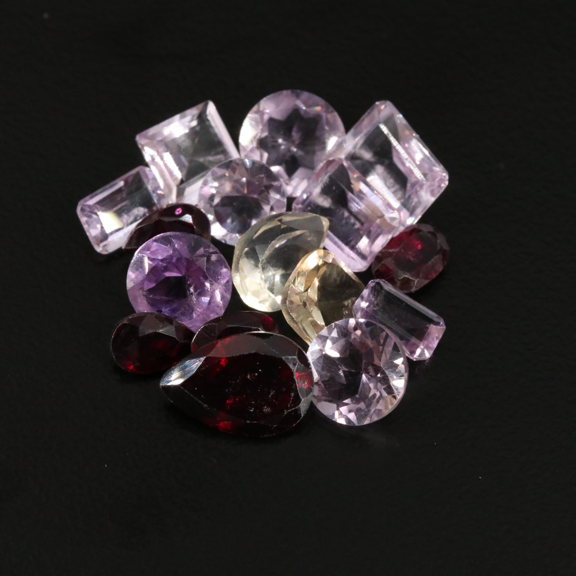 Loose 15.30 CTW Amethyst, Citrine, and Garnet Lot