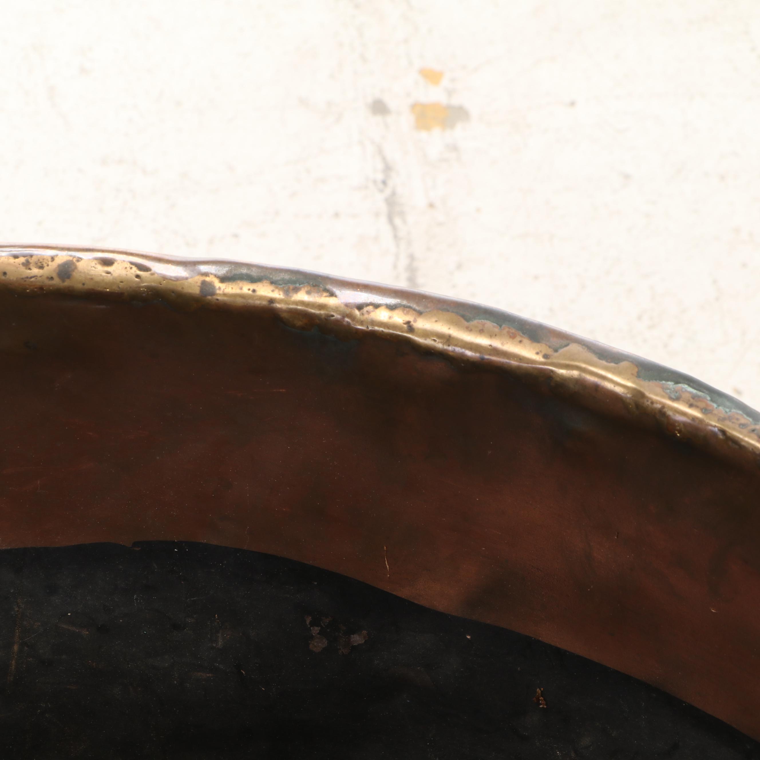 English Brass Lion Handled Claw Footed Copper Firewood Log Bucket