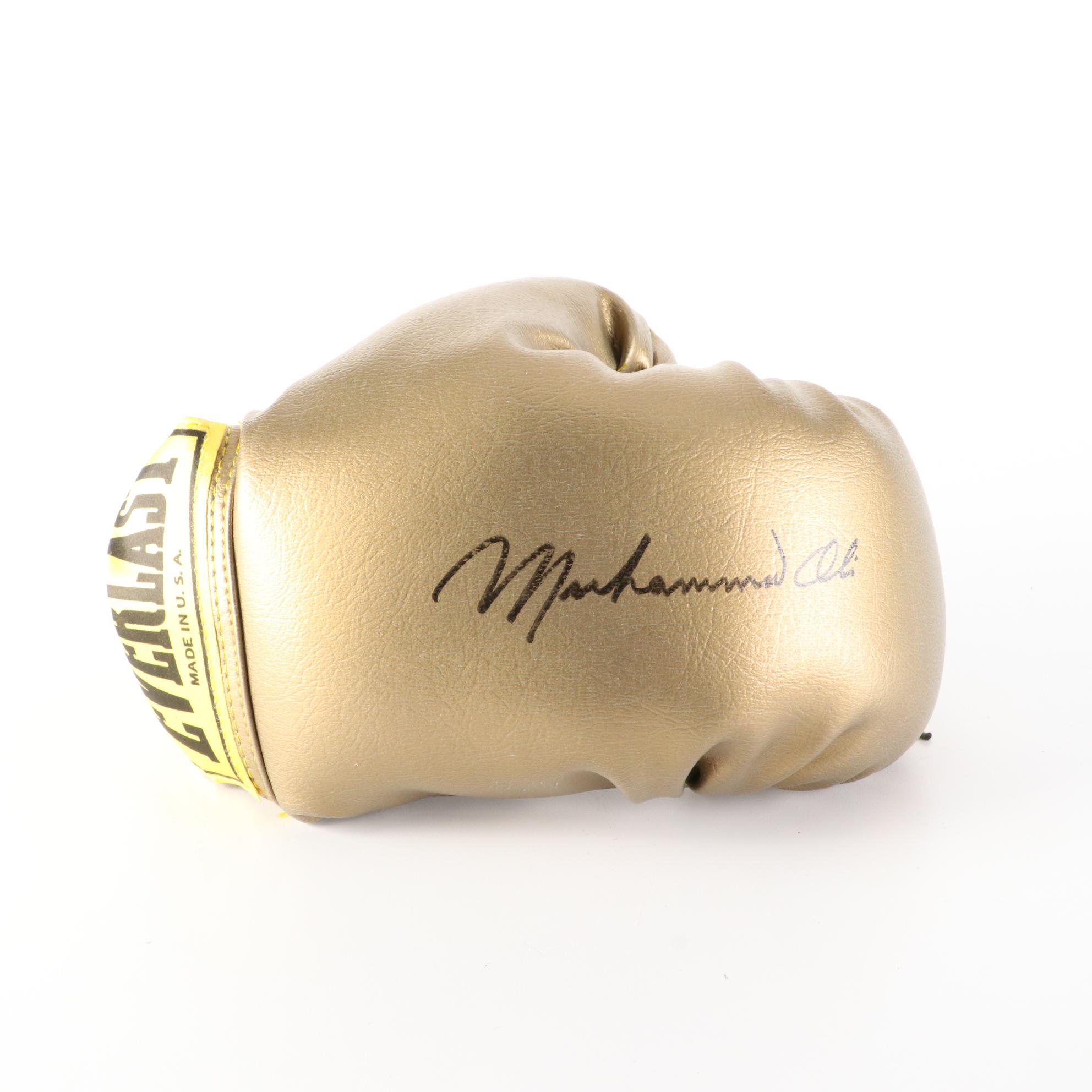 Muhammad Ali and Joe Frazier Signed Everlast Gold Boxing Gloves