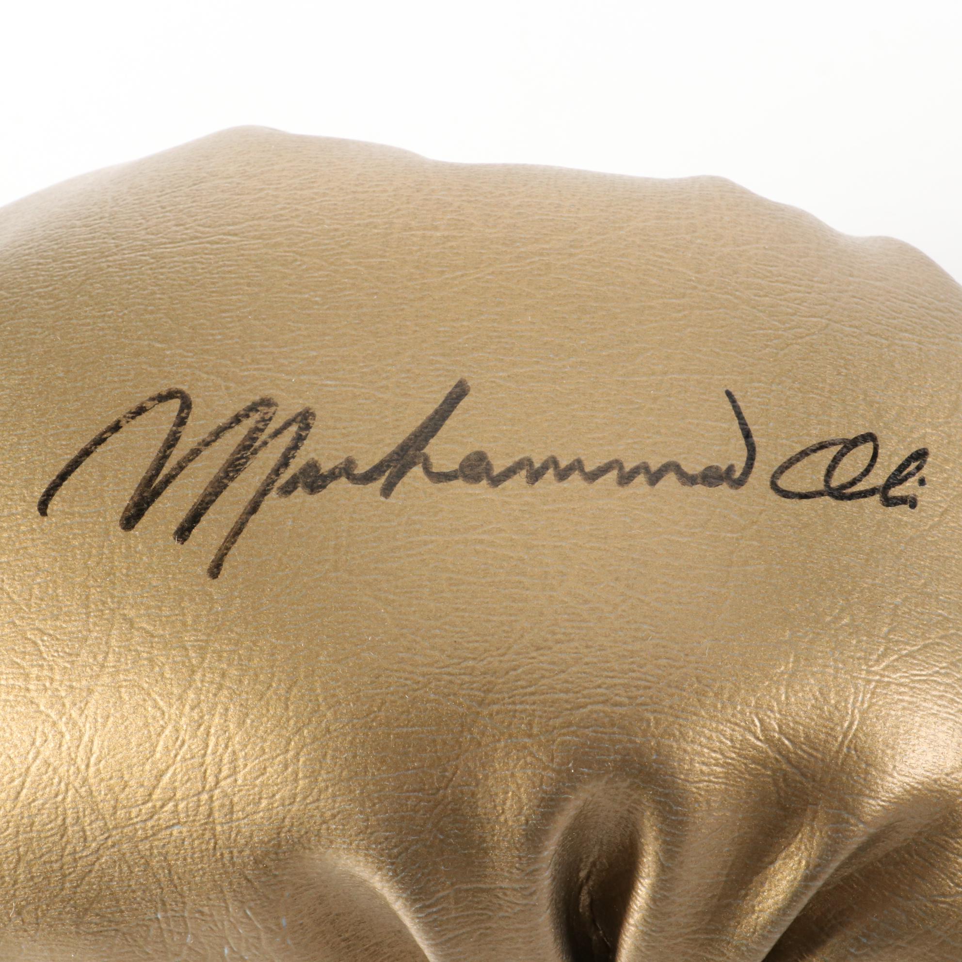 Muhammad Ali and Joe Frazier Signed Everlast Gold Boxing Gloves