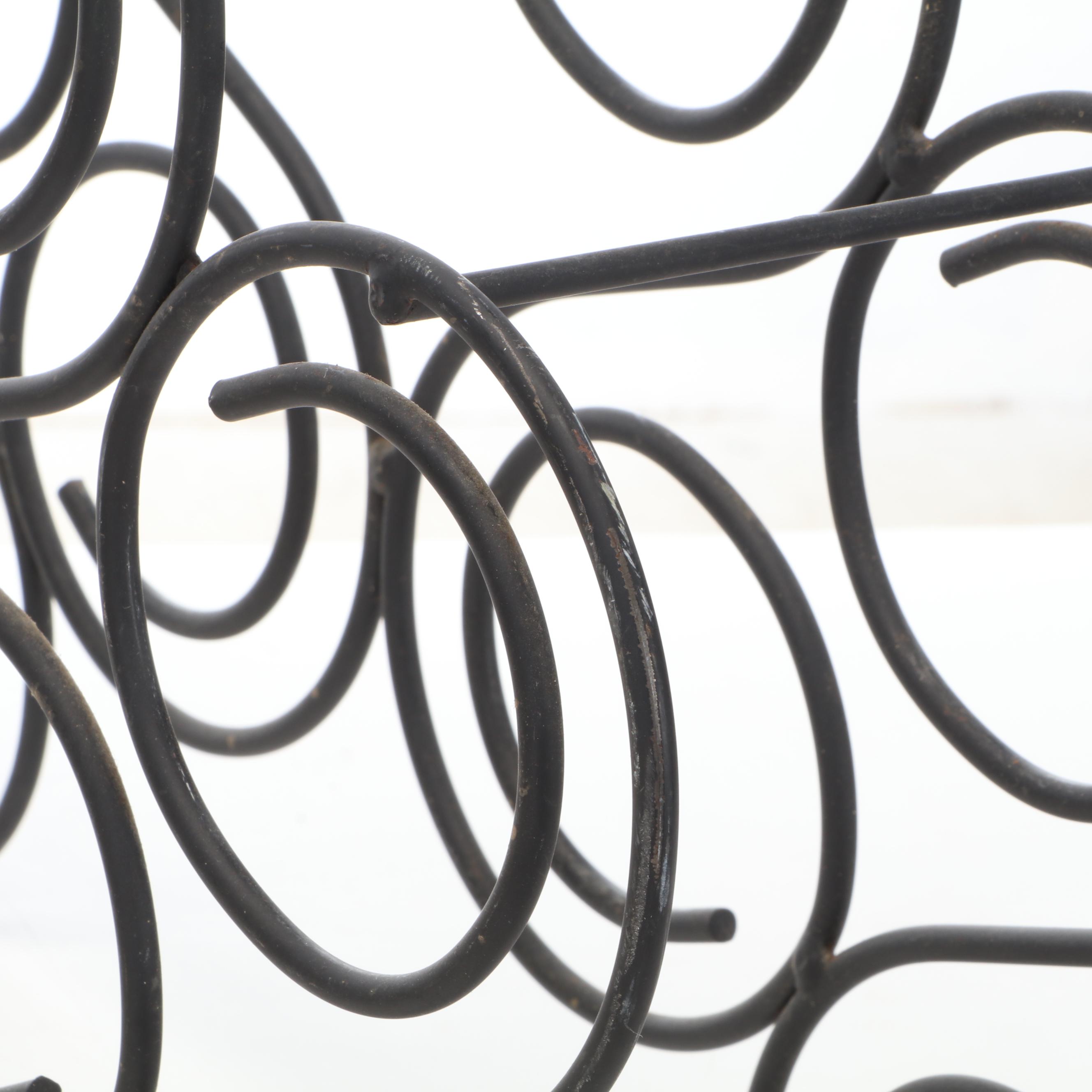 Textured Metal Tree Trunk Shaped Beverage Tub with Scrolled Metal Bottle Rack