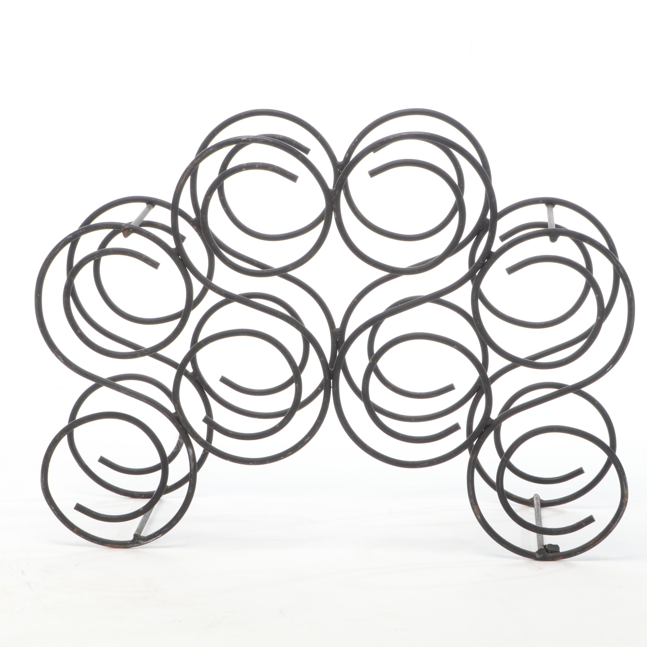 Textured Metal Tree Trunk Shaped Beverage Tub with Scrolled Metal Bottle Rack